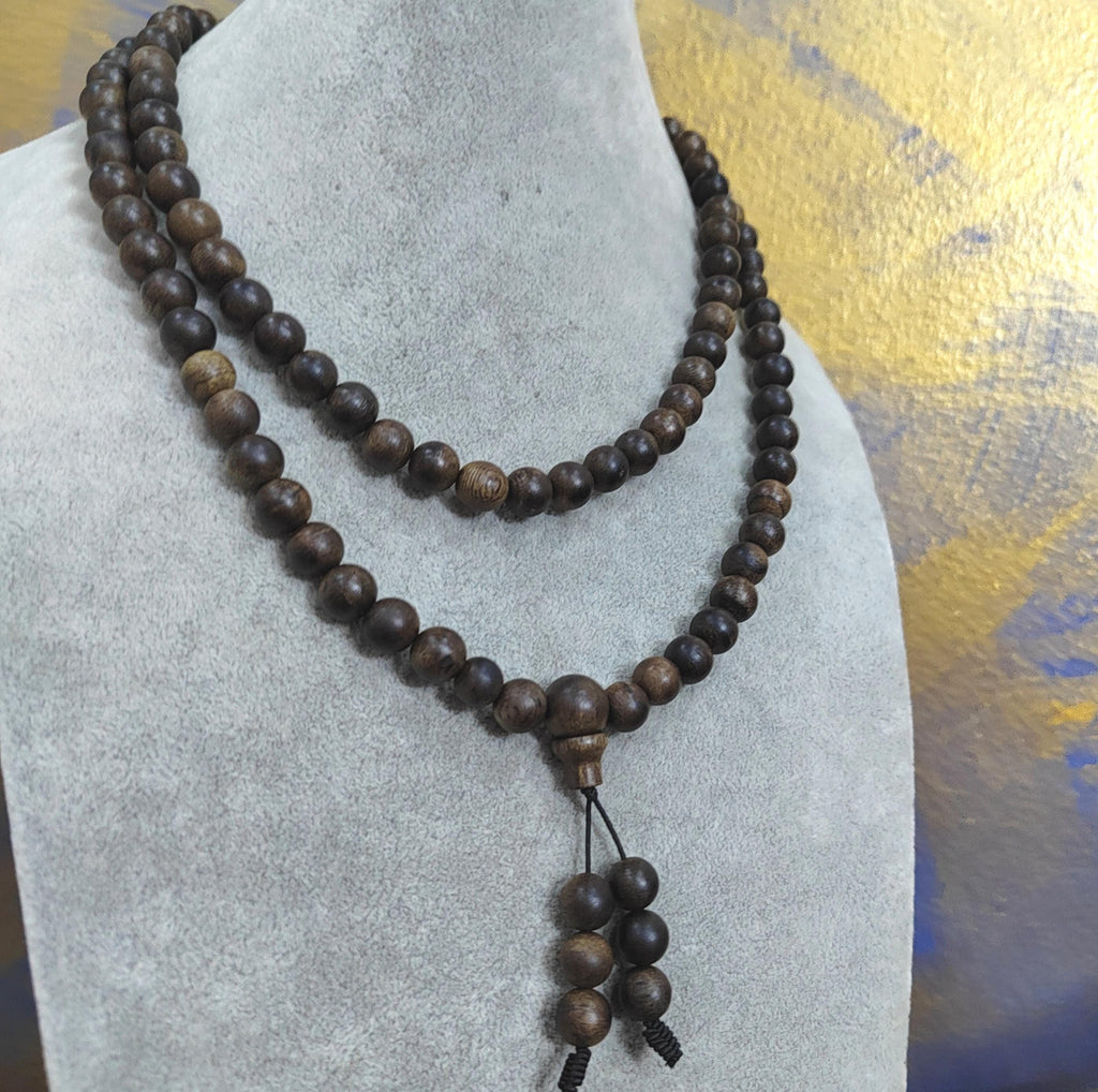 108 Beads Vietnam Green Sandalwood Mala | Strong Woody Aroma Prayer Beads | Meditation Necklace for Panwan  SL439