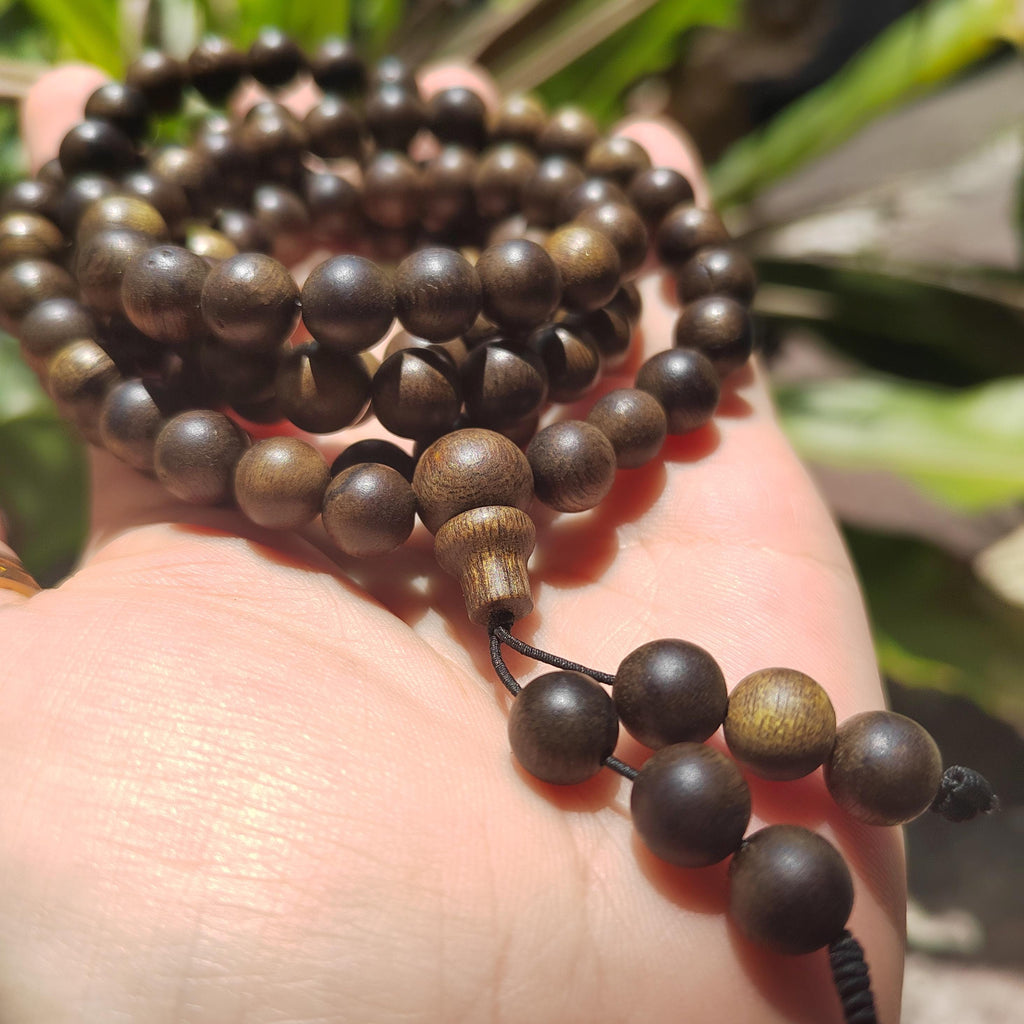 108 Beads Vietnam Green Sandalwood Mala | Strong Woody Aroma Prayer Beads | Meditation Necklace for Panwan  SL439