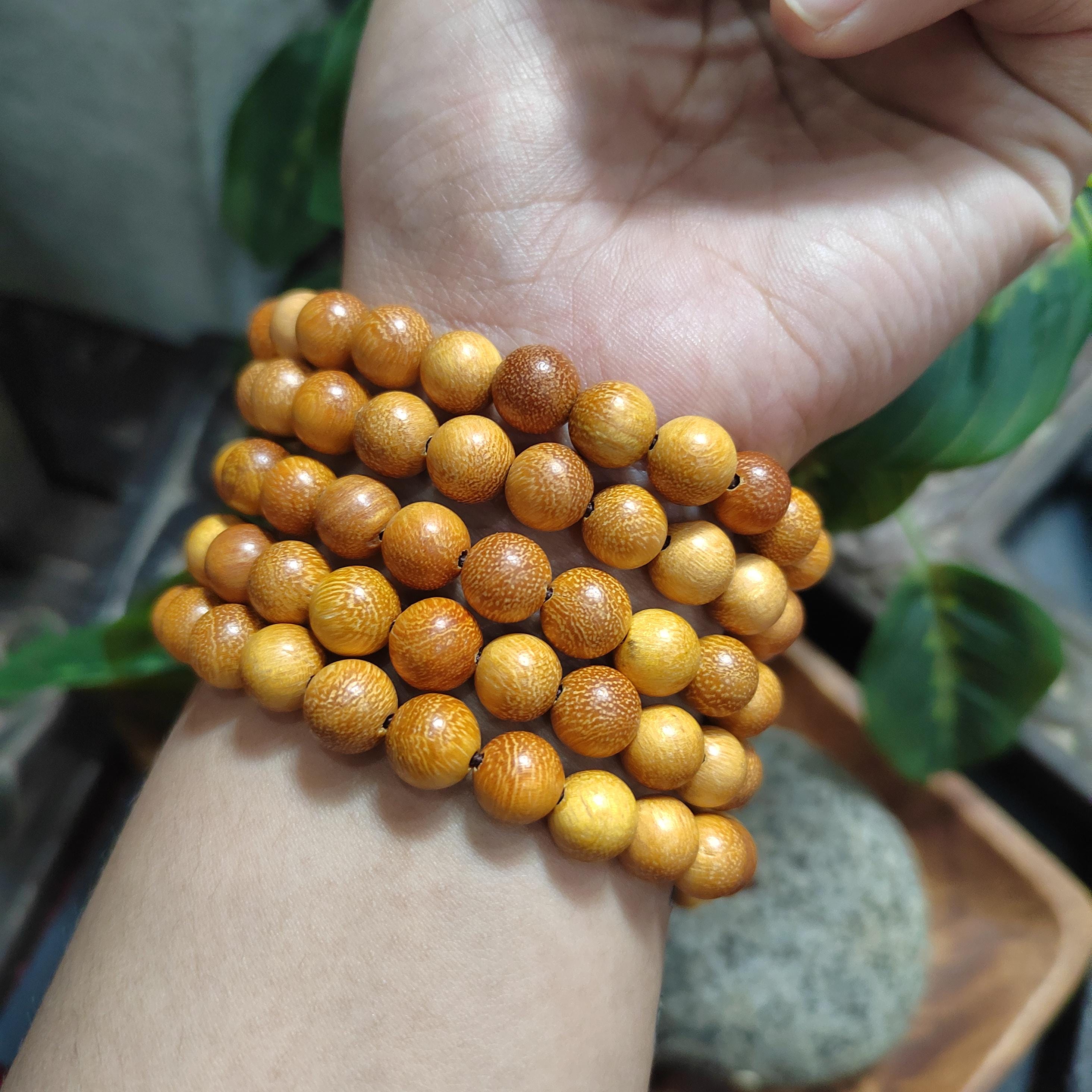 108 Beads Vietnamese Agarwood Mala – Golden Hue Cultivated Oud | Fruity Woody Aroma Meditation Necklace SL435A
