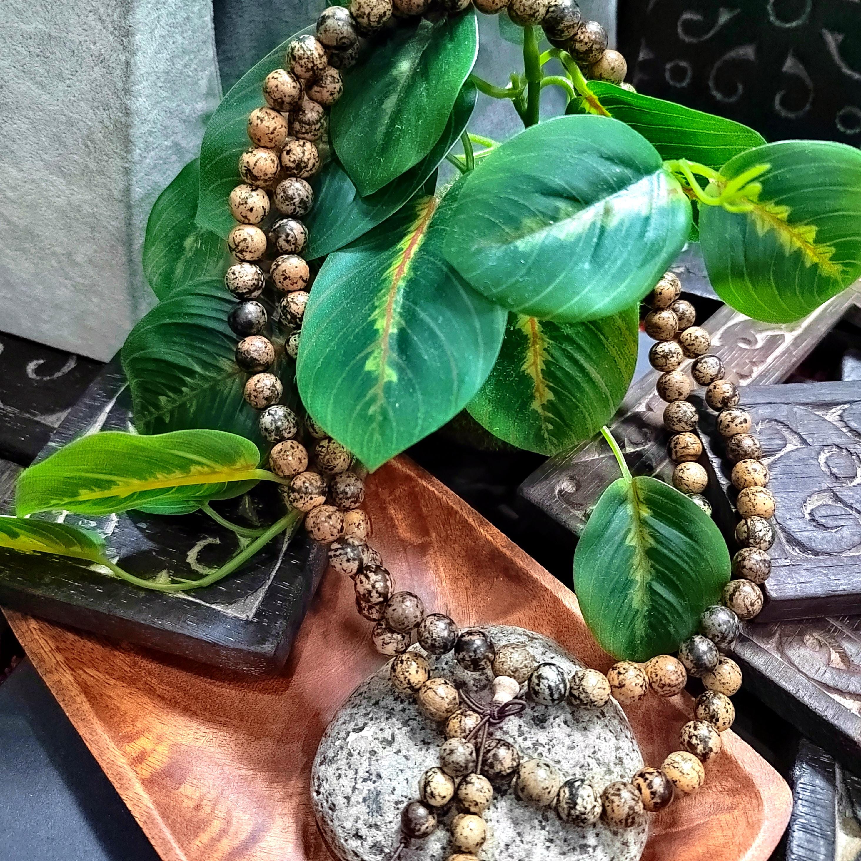 108 Beads Cultivated Agarwood Mala – Natural Spotted Grain Prayer Necklace | Unique Meditation Yoga Beads SL433D