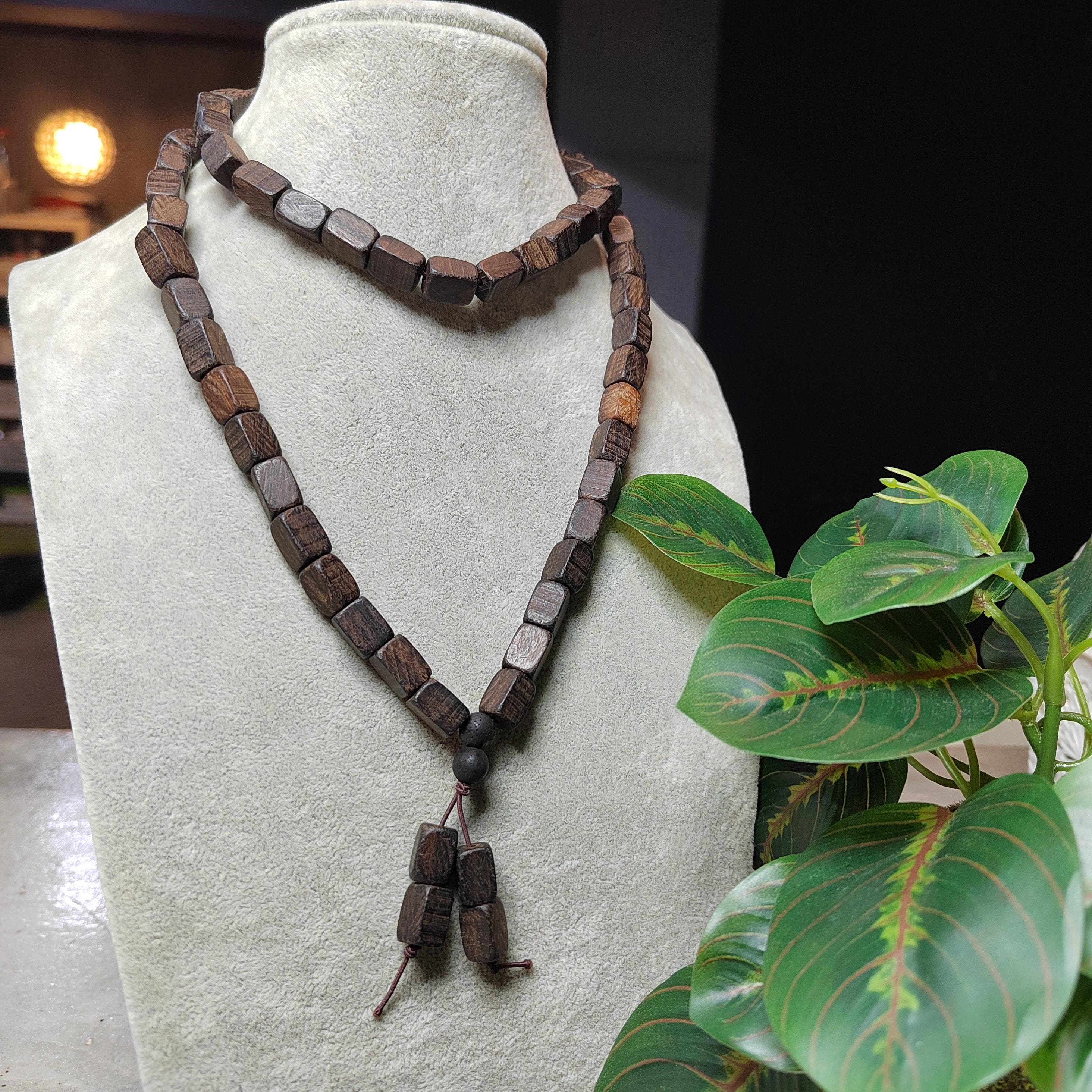 Natural Cultivated Agarwood Mala | 天然本草药沉 | Herb & Floral Aroma | 15-Year Cultivated Wood | Rectangular Beads | SL447