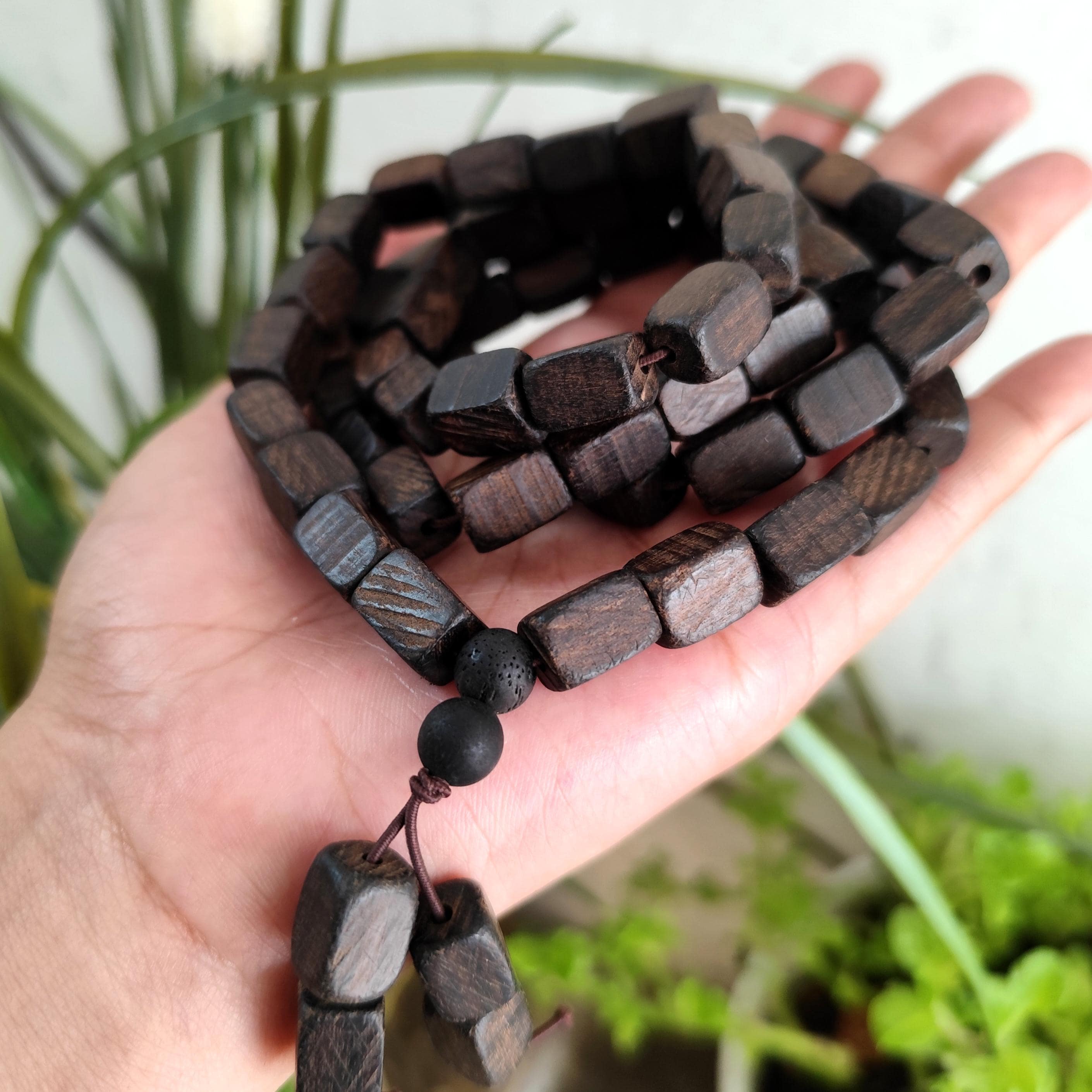 Natural Cultivated Agarwood Mala | 天然本草药沉 | Herb & Floral Aroma | 15-Year Cultivated Wood | Rectangular Beads | SL447