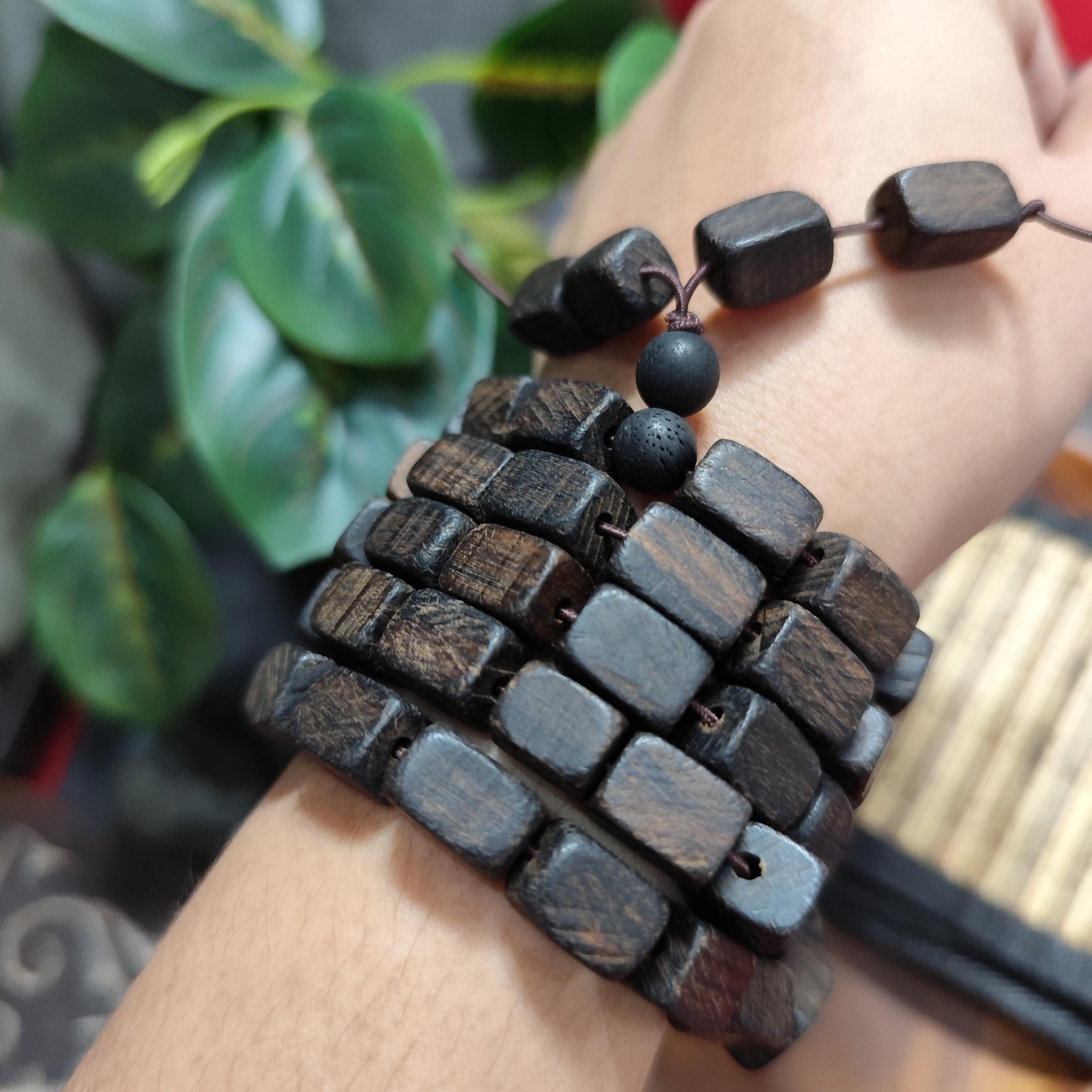 Natural Cultivated Agarwood Mala | 天然本草药沉 | Herb & Floral Aroma | 15-Year Cultivated Wood | Rectangular Beads | SL447