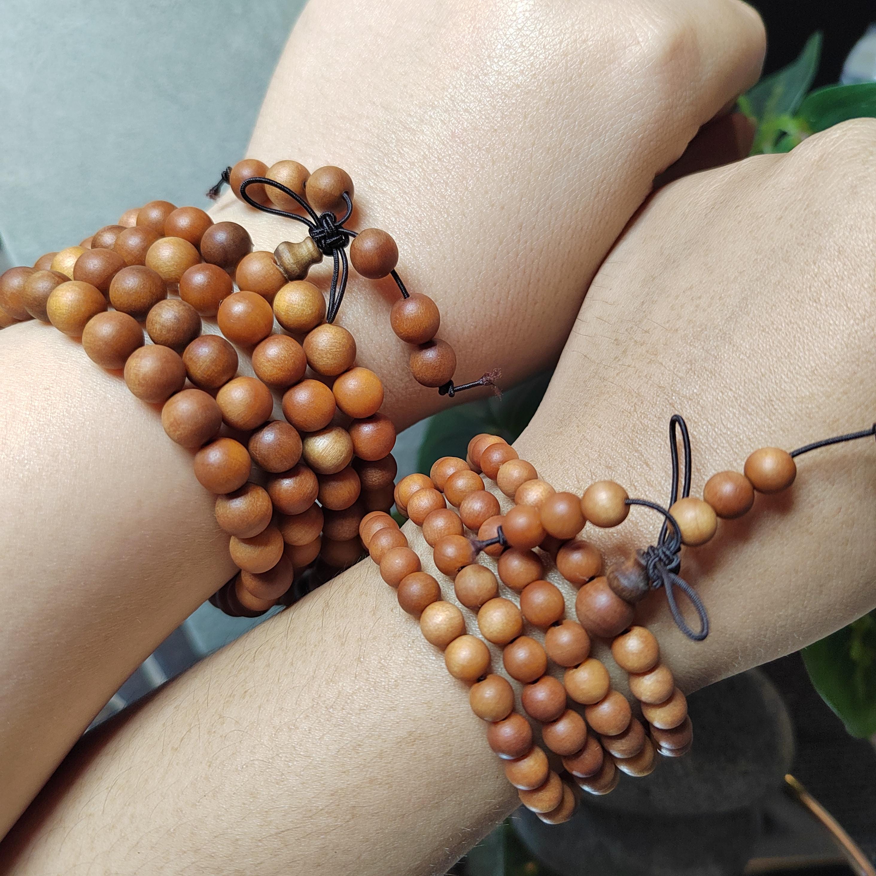 Natural Sandalwood Bead Necklace | 缅甸老山檀 | 108 Beads | Two Sizes Available | Woody Aroma | Oily & Smooth Beads SL449