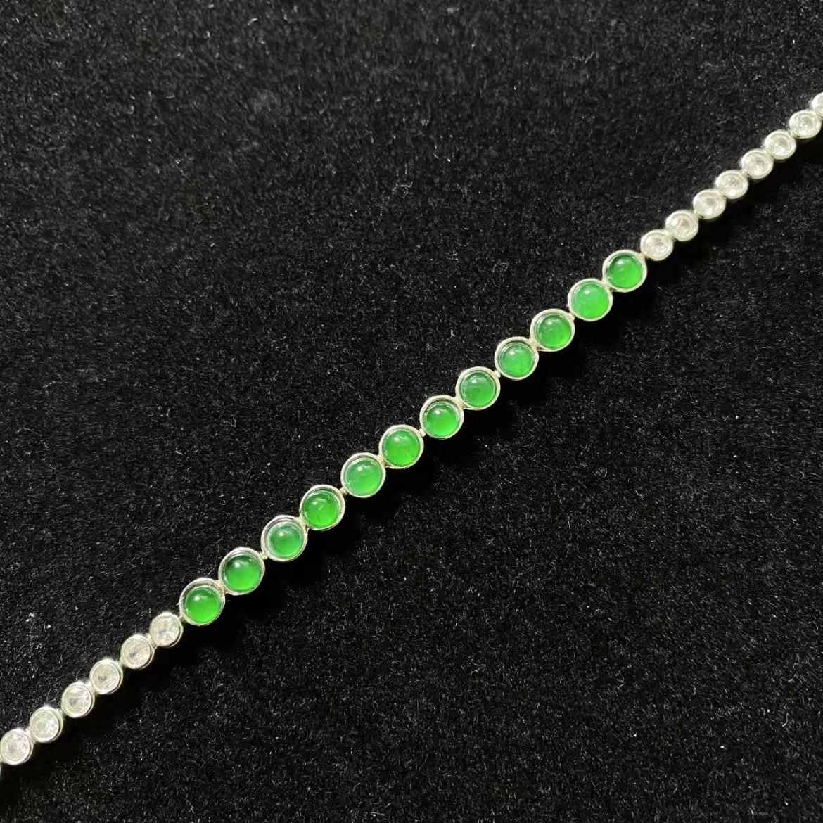 Certified Natural Guatemala Imperial Green Jadeite Bracelet | 18K Gold-Plated Tennis Design | Adjustable Luxury Chain SL452/100