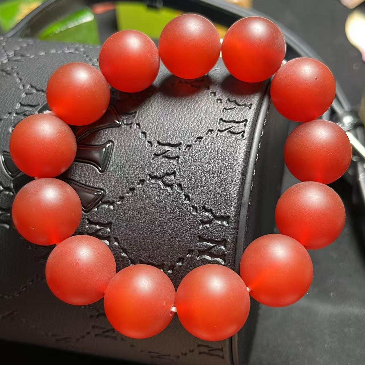 Certified Baoshan Nanhong Rose Red Agate Bracelet | 17.5–18 mm Beads Natural Semi-Translucent Finish | Elegant Collector Piece SL455/100