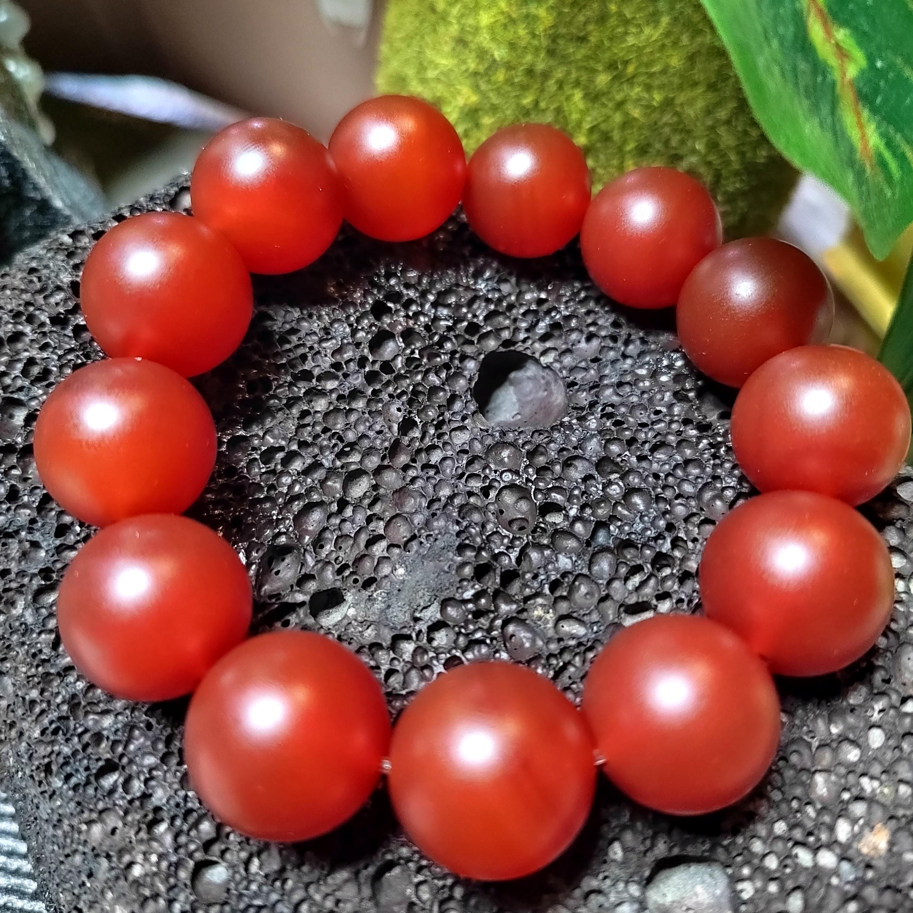 Certified Baoshan Nanhong Rose Red Agate Bracelet | 17.5–18 mm Beads Natural Semi-Translucent Finish | Elegant Collector Piece SL455/100