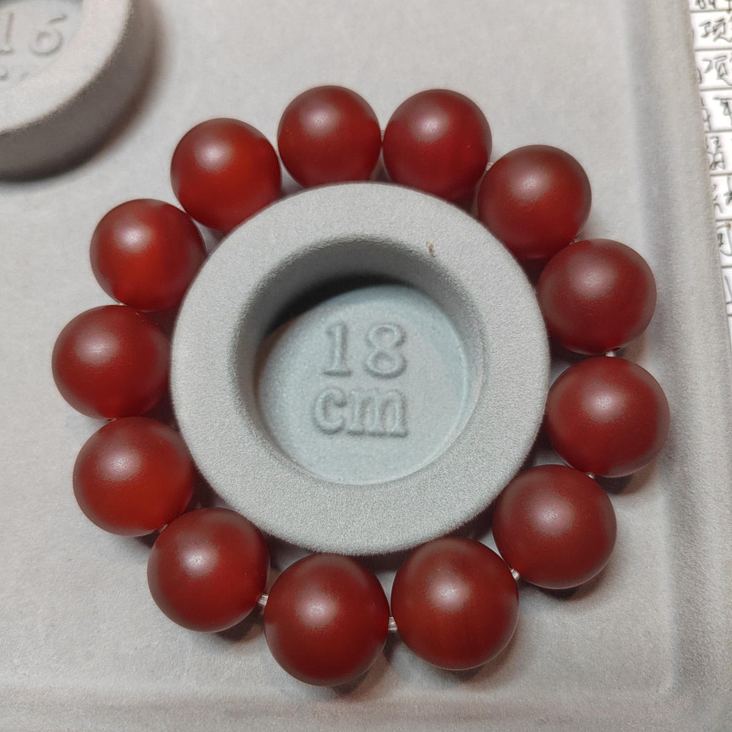 Certified Baoshan Nanhong Rose Red Agate Bracelet | 17.5–18 mm Beads Natural Semi-Translucent Finish | Elegant Collector Piece SL455/100