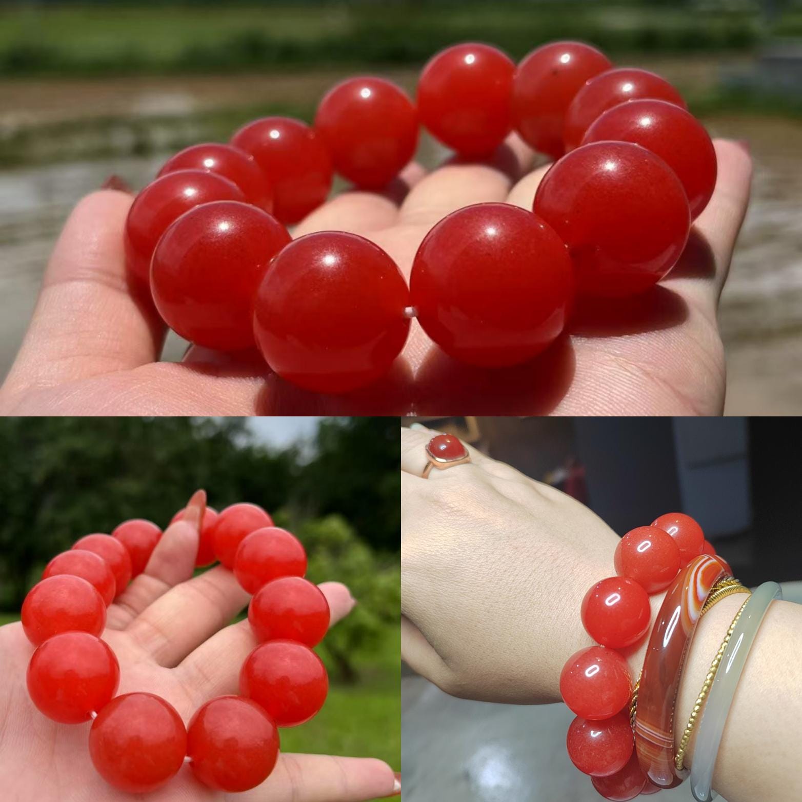 Certified A-Grade Baoshan Nanhong “Ice-Red” Agate Bracelet | 20 mm Beads | 134 g | Rare Full-Color Burmese-Grade Glow SL478/100A