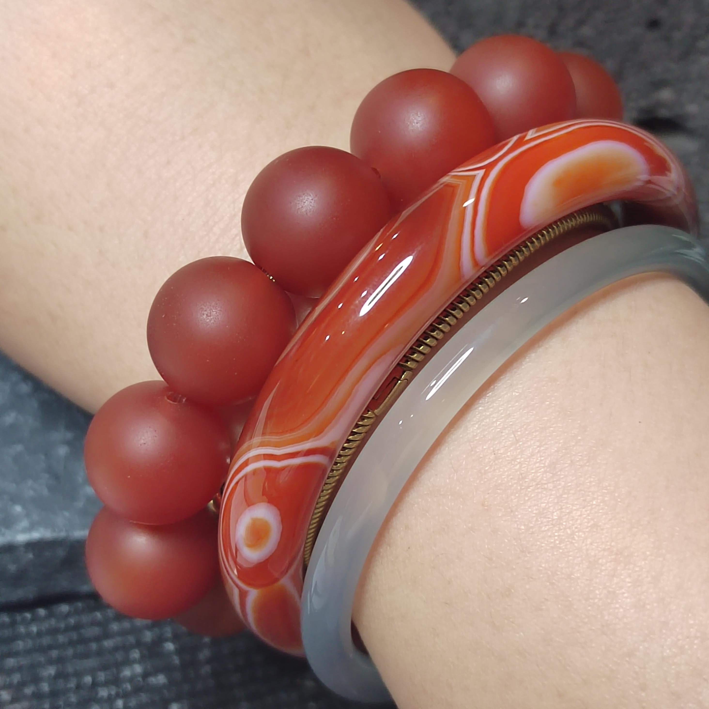 Certified Baoshan Nanhong Rose-Red Matte Agate Bracelet | 15.7–16 mm Beads,  | Elegant Pink-Violet Glow | Natural South Red Agate SL479/100A
