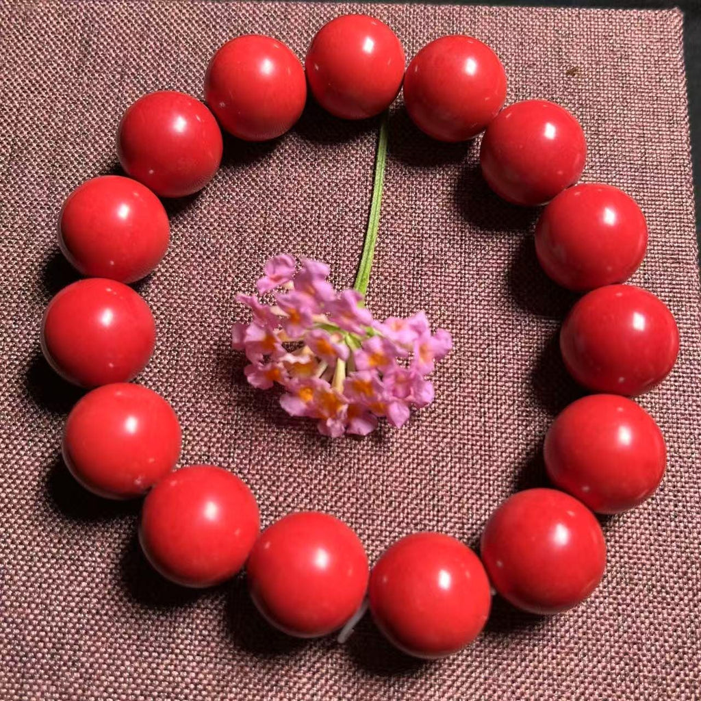 Certified Sichuan Liangshan Waxi Nanhong Agate Bracelet | 15.9–16 mm × 15 Beads | 74.6 g | Collector-Grade Red SL480/100A
