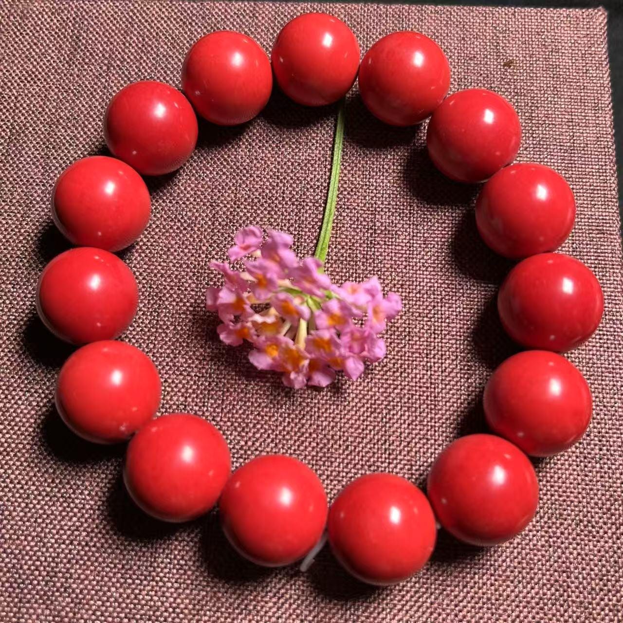 Certified Sichuan Liangshan Waxi Nanhong Agate Bracelet | 15.9–16 mm × 15 Beads | 74.6 g | Collector-Grade Red SL480/100A