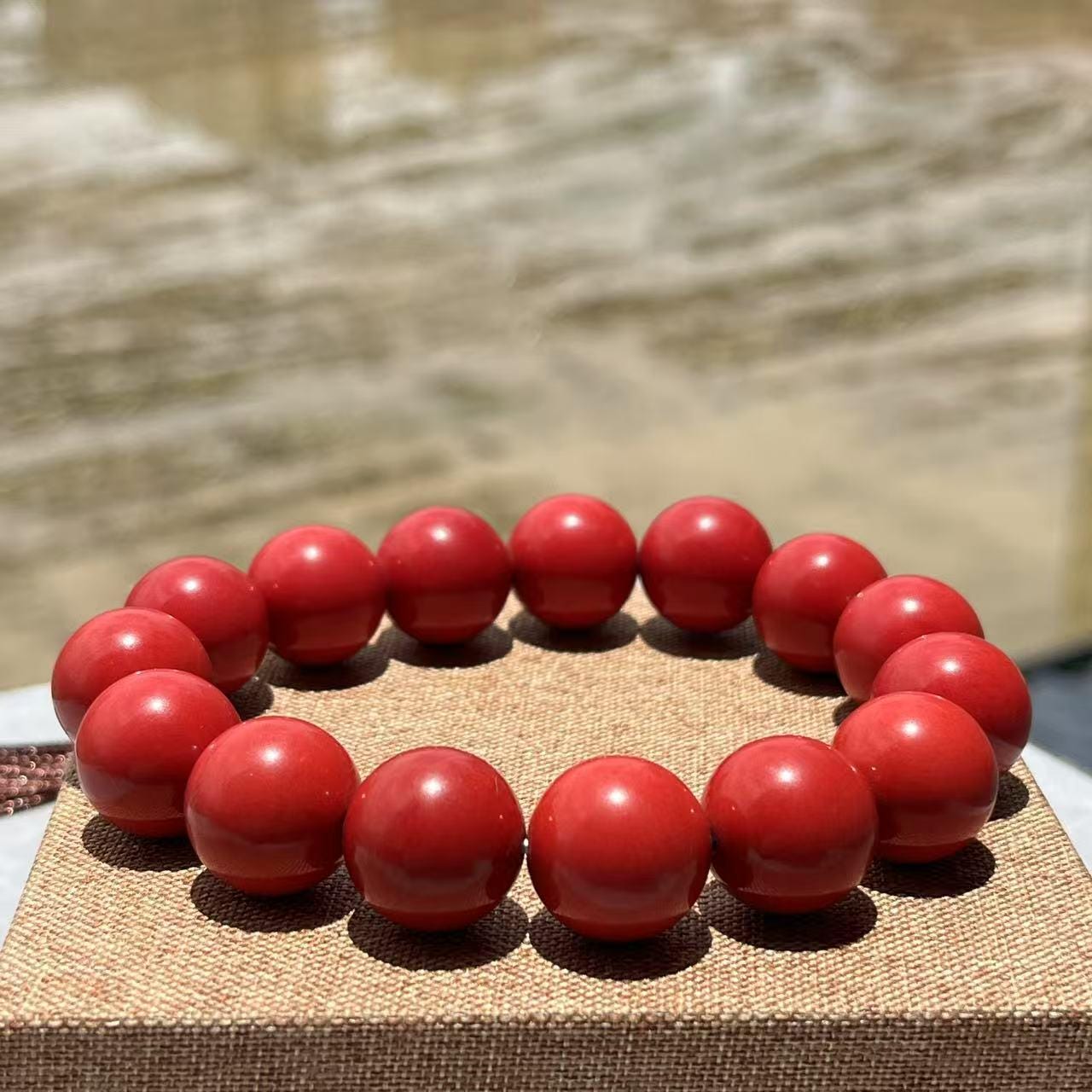 Certified Sichuan Liangshan Waxi Nanhong Agate Bracelet | 15.9–16 mm × 15 Beads | 74.6 g | Collector-Grade Red SL480/100A