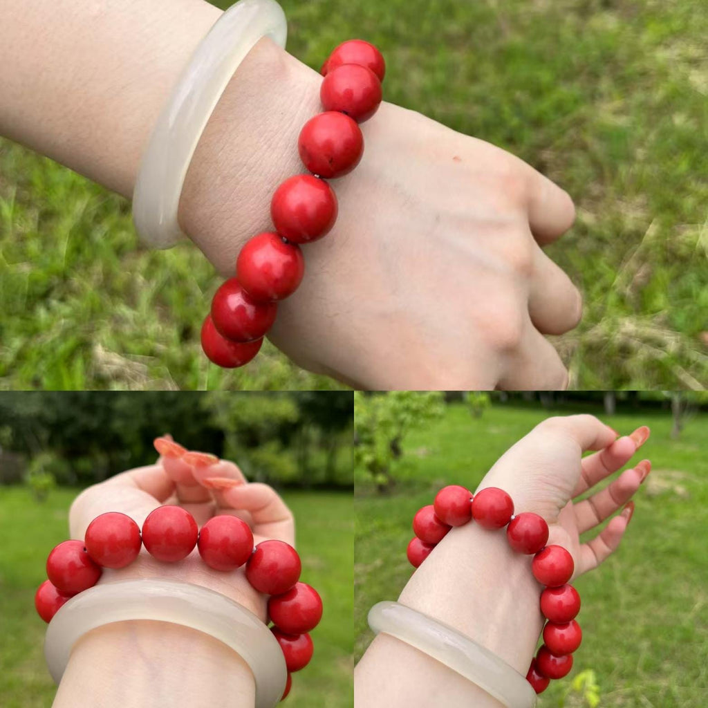 Certified Sichuan Liangshan Waxi Nanhong Agate Bracelet | 15.9–16 mm × 15 Beads | 74.6 g | Collector-Grade Red SL480/100A
