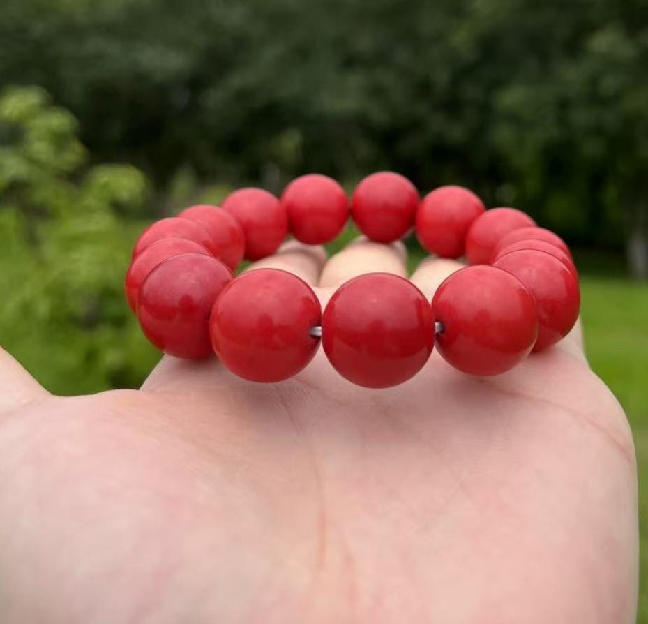 Certified Sichuan Liangshan Waxi Nanhong Agate Bracelet | 15.9–16 mm × 15 Beads | 74.6 g | Collector-Grade Red SL480/100A