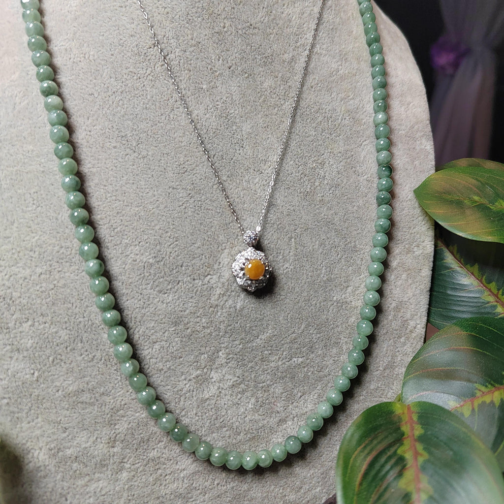 Certified Burmese A-Grade Jadeite Necklace | 62 cm | 5.4–5.7 mm Beads | Rose-Gold Toggle Clasp SL481