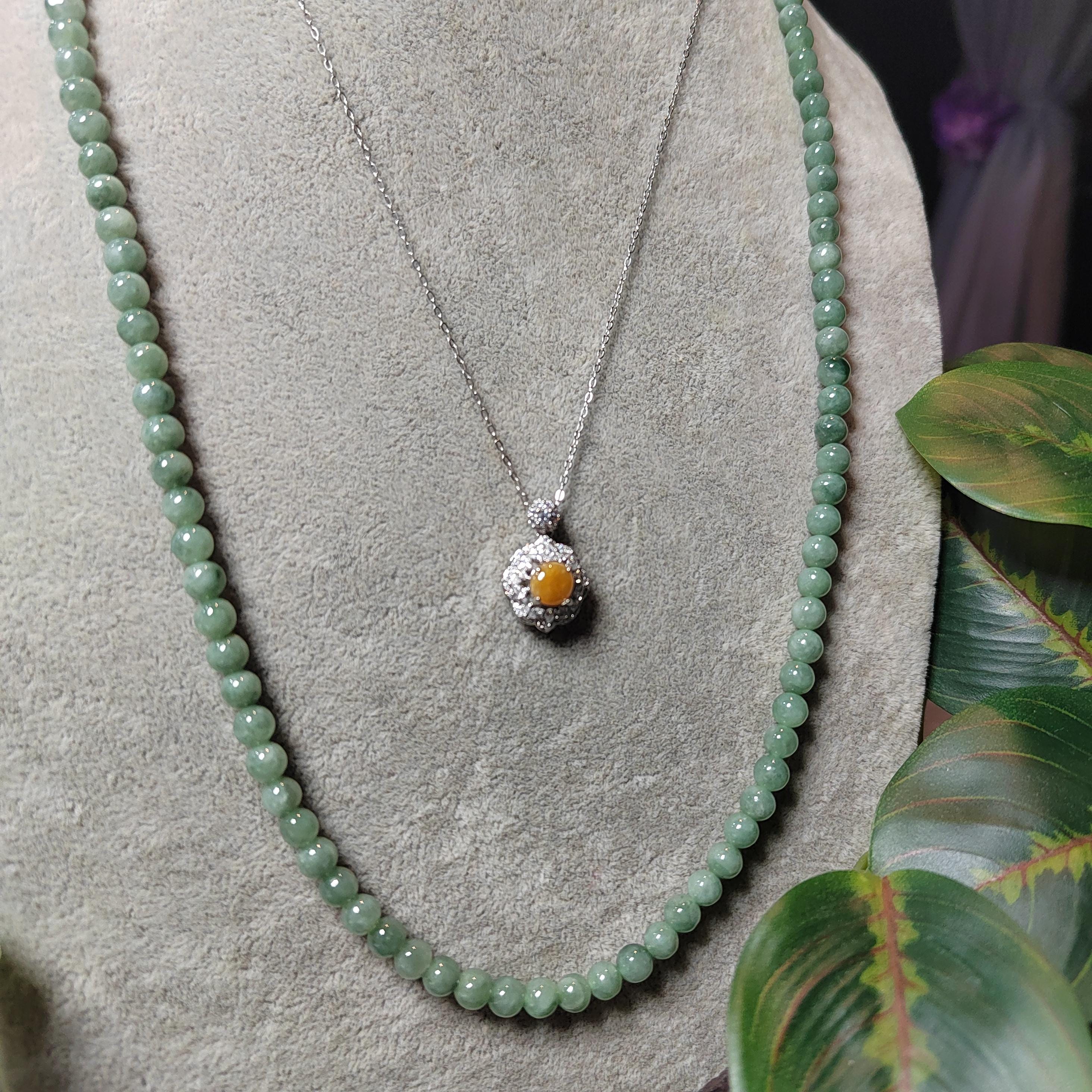 Certified Burmese A-Grade Jadeite Necklace | 62 cm | 5.4–5.7 mm Beads | Rose-Gold Toggle Clasp SL481