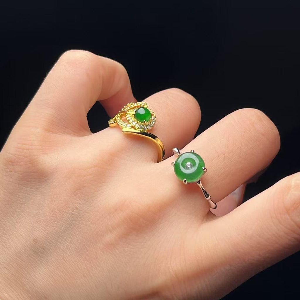 Type A Jadeite Gold Ring – Teardrop Green Gem – Certified 3.44g – Elegant Halo Design – Gift Jewelry for Her SL431/100 SL Precious