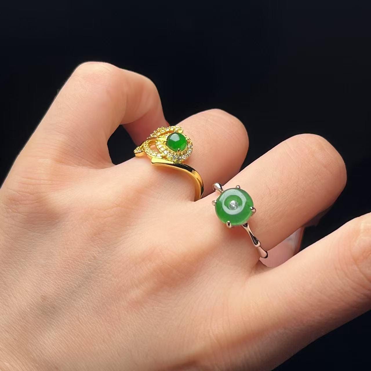 Type A Jadeite Gold Ring – Teardrop Green Gem – Certified 3.44g – Elegant Halo Design – Gift Jewelry for Her SL431/100