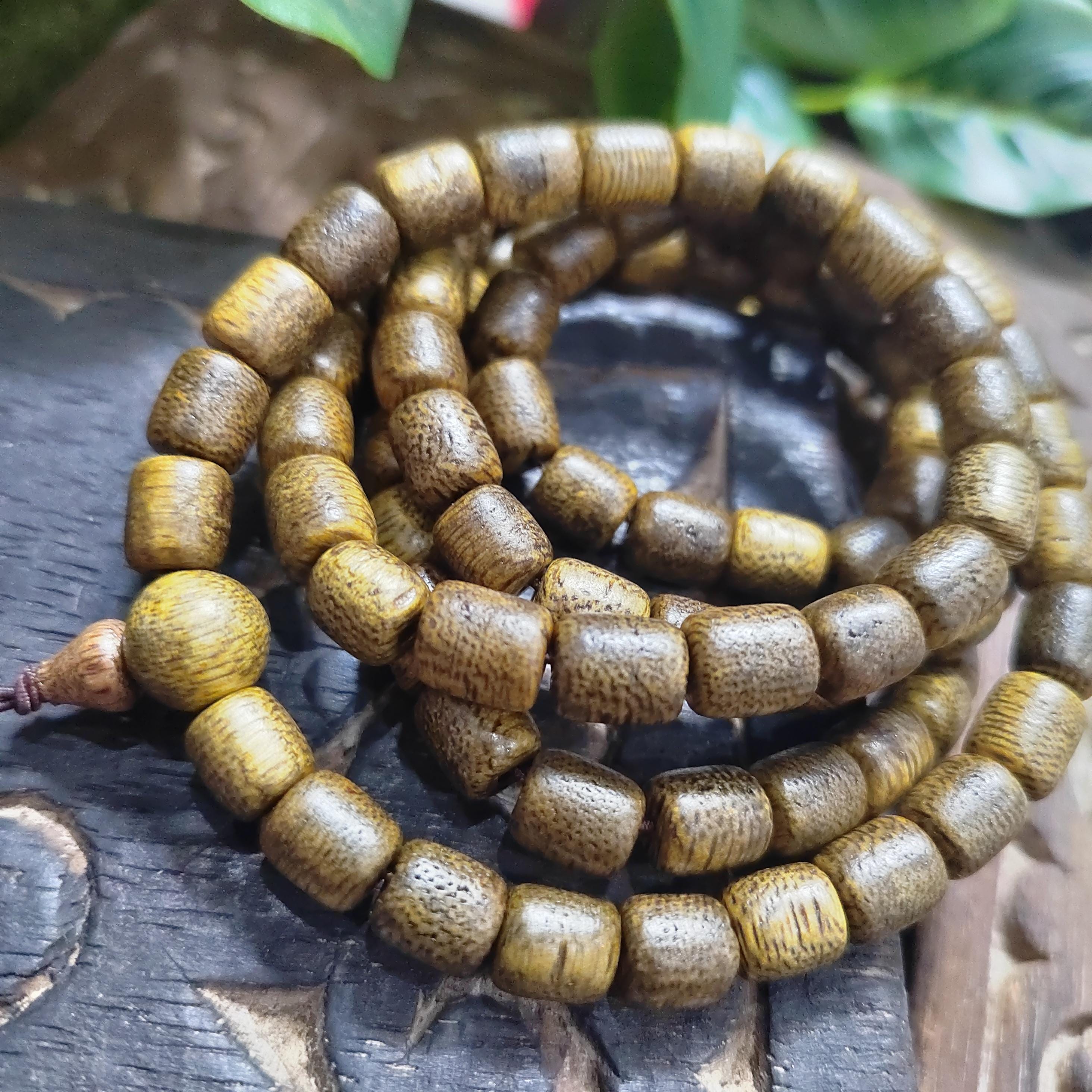 Luxury 108 Beads Agarwood Mala – Brunei Soft Golden Thread Oud | Barrel Prayer Necklace | Meditation Yoga Beads SL432