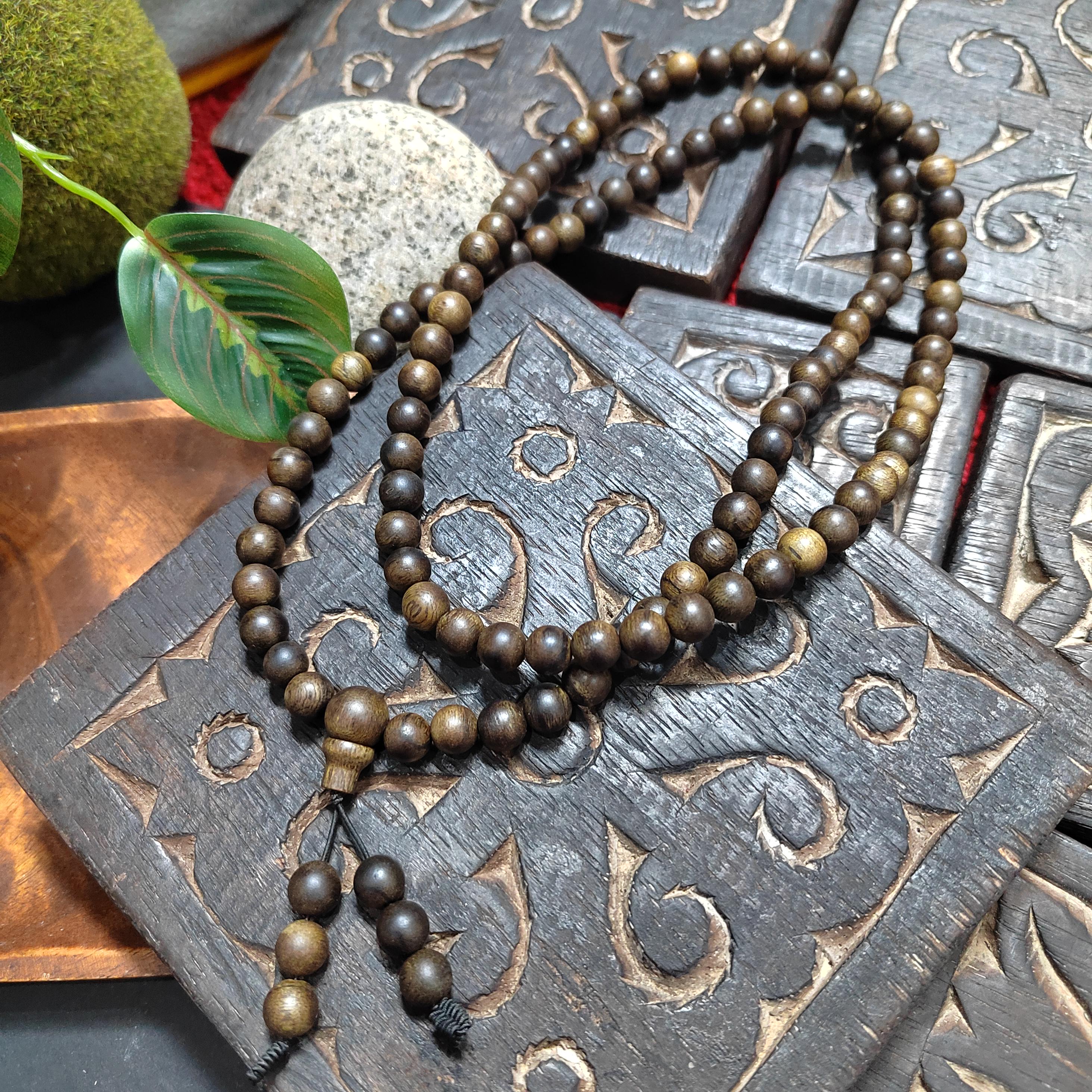 108 Beads Vietnam Green Sandalwood Mala | Strong Woody Aroma Prayer Beads | Meditation Necklace for Panwan  SL439