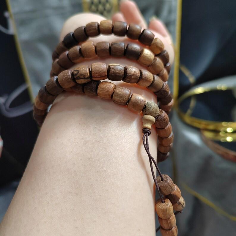 108 Beads Cultivated Agarwood Mala – Vietnam–Cambodia Scarred Grain | Natural Wood Prayer Necklace | Light Floral Aroma  SL436B