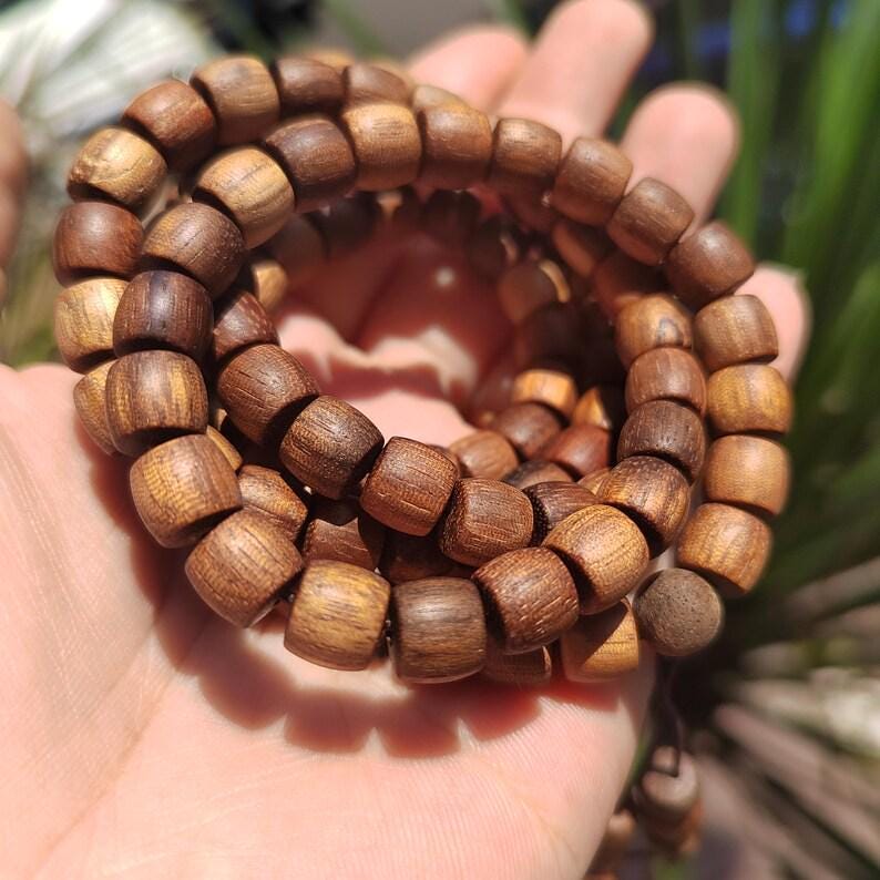 108 Beads Cultivated Agarwood Mala – Vietnam–Cambodia Scarred Grain | Natural Wood Prayer Necklace | Light Floral Aroma  SL436B