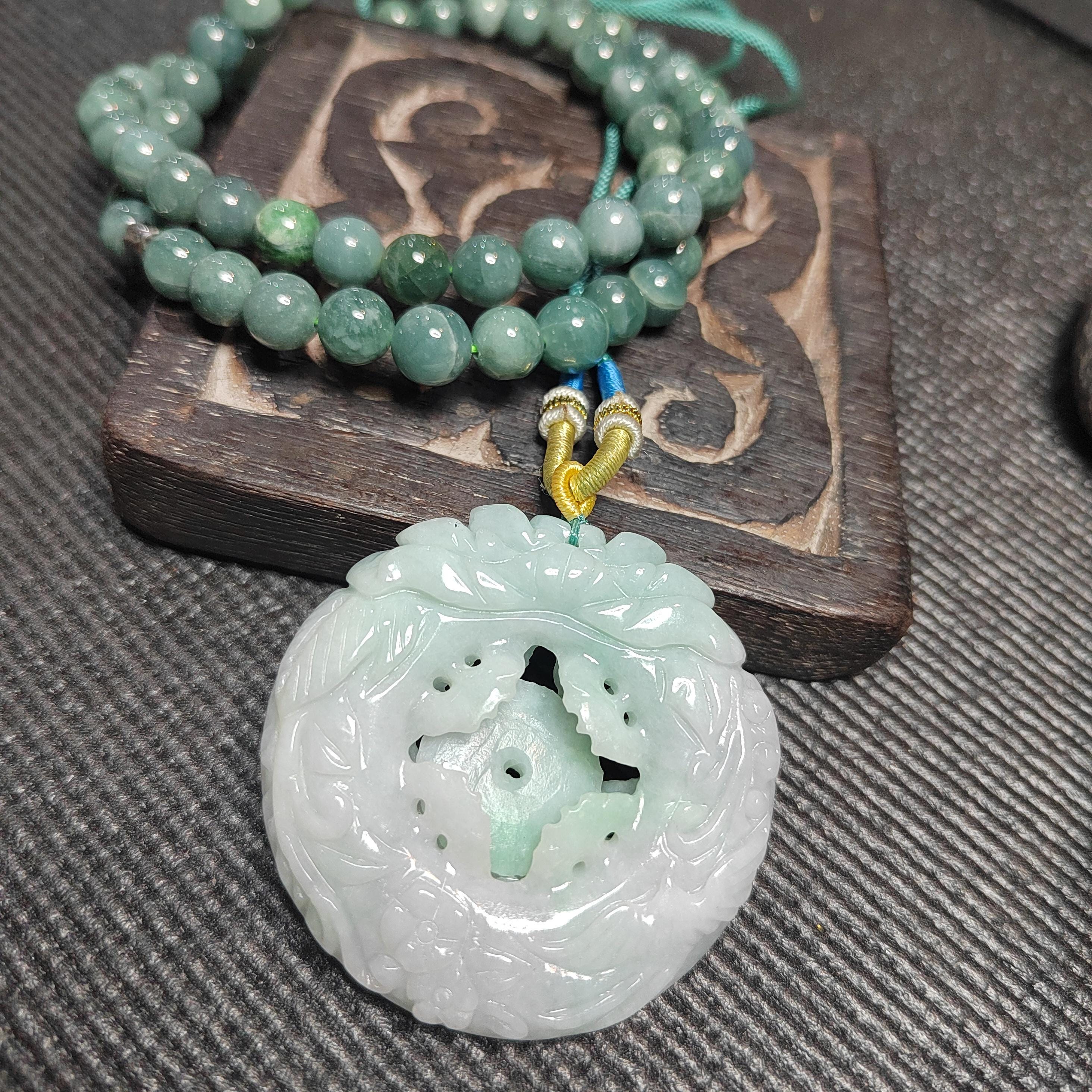 Certified Natural Burmese Jadeite Floral Bird Harmony Pendant Type A Untreated Movable 平方扣 Museum Grade Hand Carved SL458