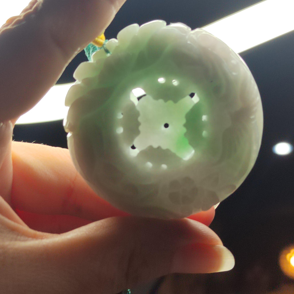 Certified Natural Burmese Jadeite Floral Bird Harmony Pendant Type A Untreated Movable 平方扣 Museum Grade Hand Carved SL458