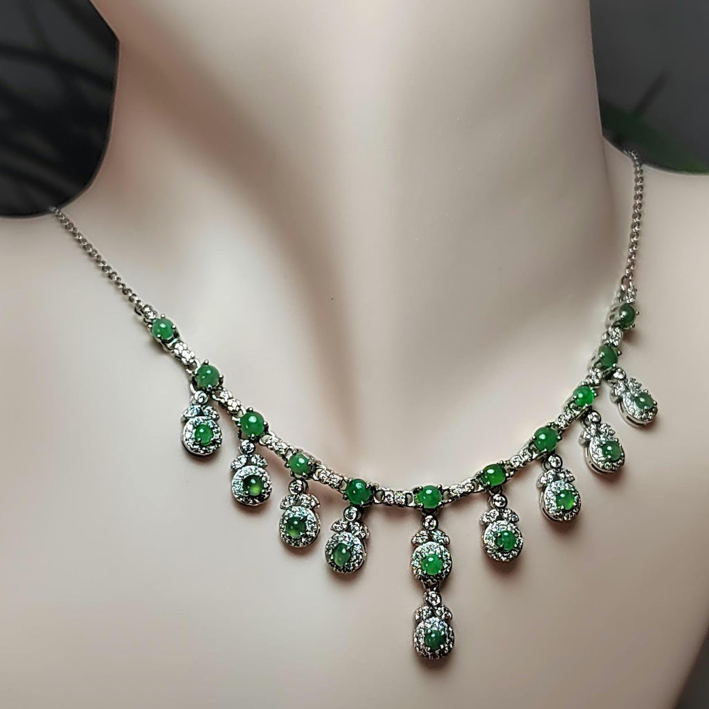 Natural Luxury Untreated Burmese Apple Green Jadeite Necklace | Icy Translucent SL8001