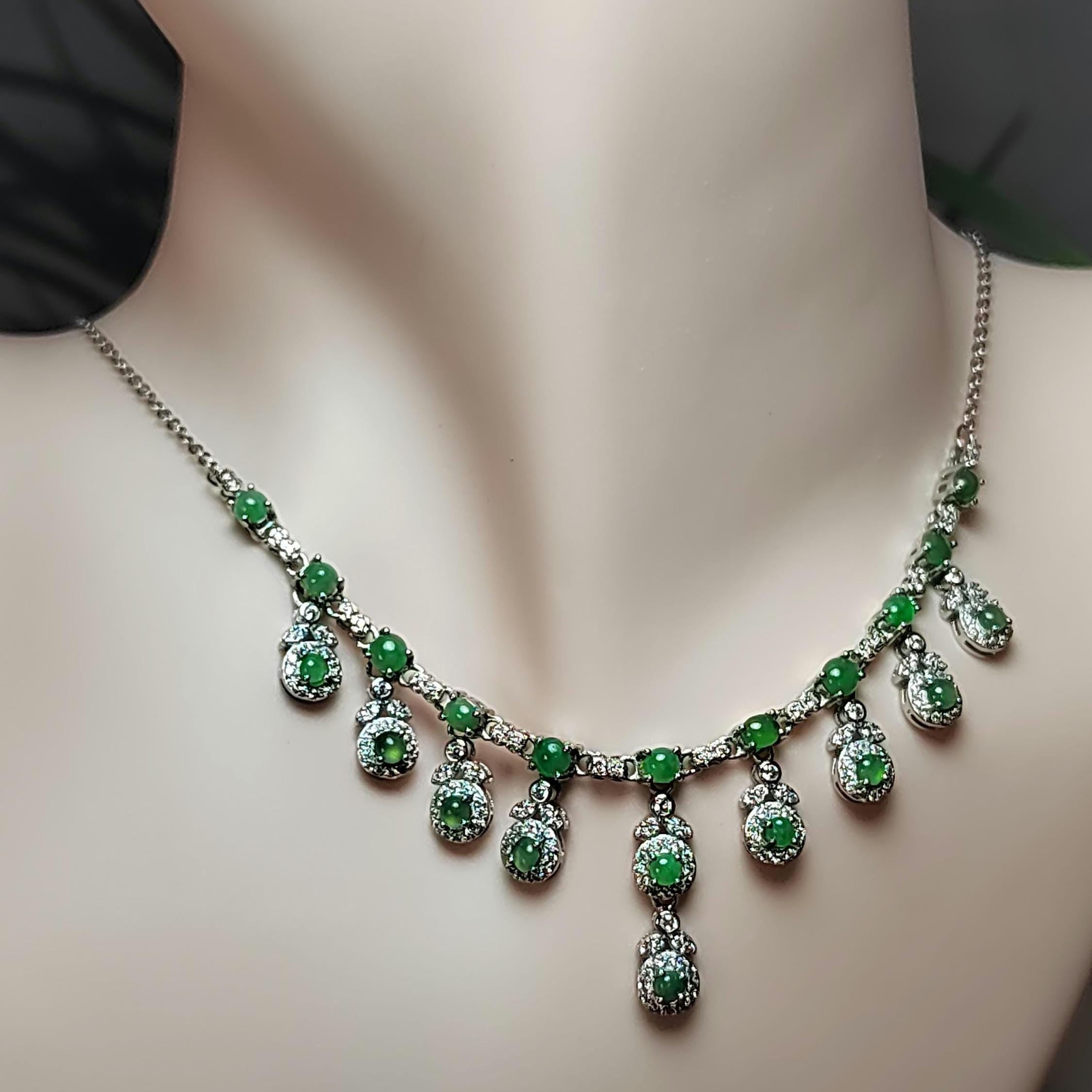Natural Luxury Untreated Burmese Apple Green Jadeite Necklace | Icy Translucent SL8001