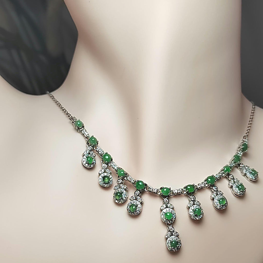 Natural Luxury Untreated Burmese Apple Green Jadeite Necklace | Icy Translucent SL8001