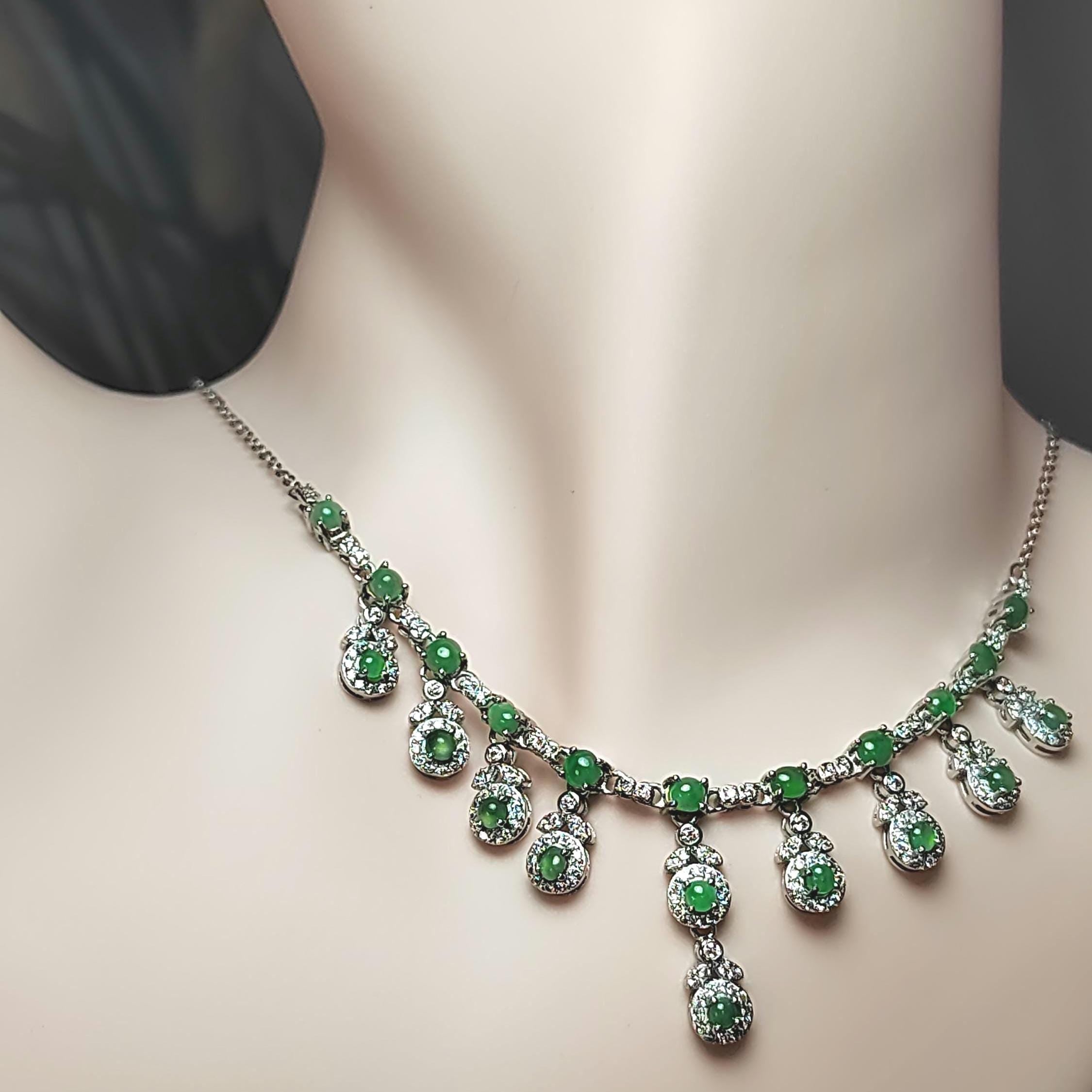 Natural Luxury Untreated Burmese Apple Green Jadeite Necklace | Icy Translucent SL8001