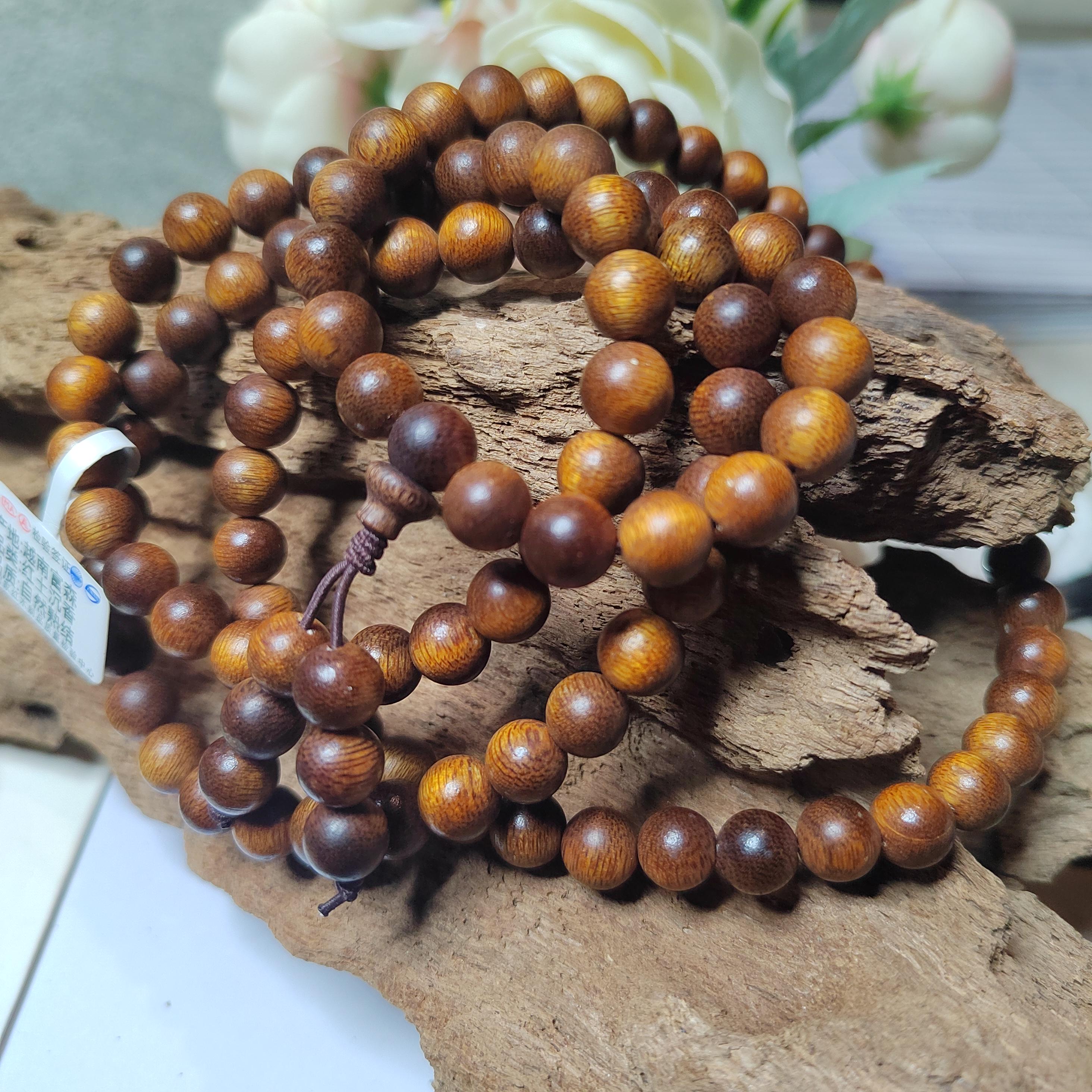 Cultivated “Fusen Red Earth” Agarwood 108 Mala – Premium Sinking Beads, 15-Year Tree Prayer Meditation Beads SL515