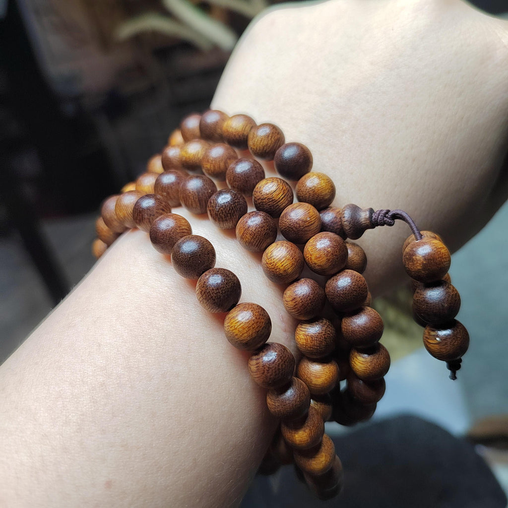 Cultivated “Fusen Red Earth” Agarwood 108 Mala – Premium Sinking Beads, 15-Year Tree Prayer Meditation Beads SL515