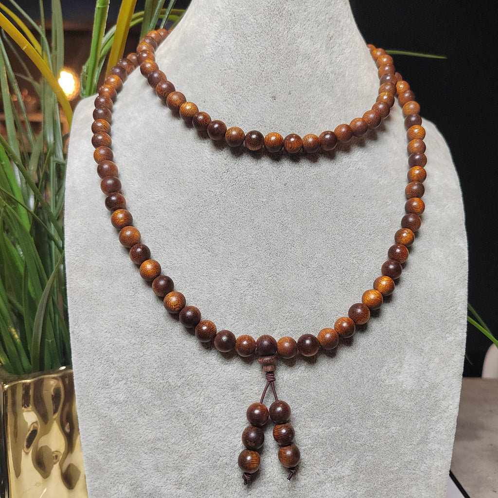 Cultivated “Fusen Red Earth” Agarwood 108 Mala – Premium Sinking Beads, 15-Year Tree Prayer Meditation Beads SL515