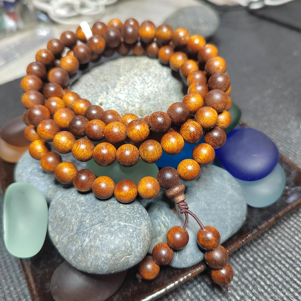 Cultivated “Fusen Red Earth” Agarwood 108 Mala – Premium Sinking Beads, 15-Year Tree Prayer Meditation Beads SL515