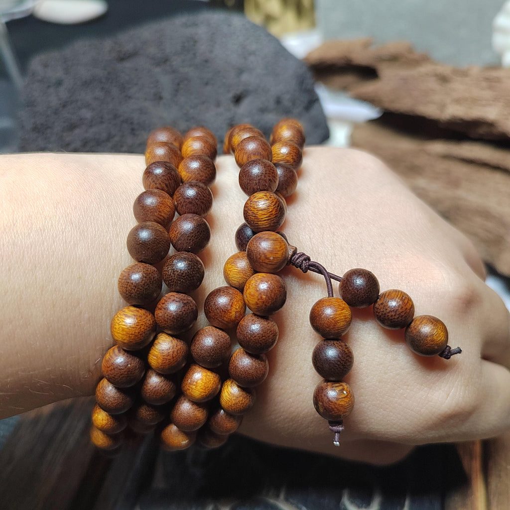 Cultivated “Fusen Red Earth” Agarwood 108 Mala – Premium Sinking Beads, 15-Year Tree Prayer Meditation Beads SL515
