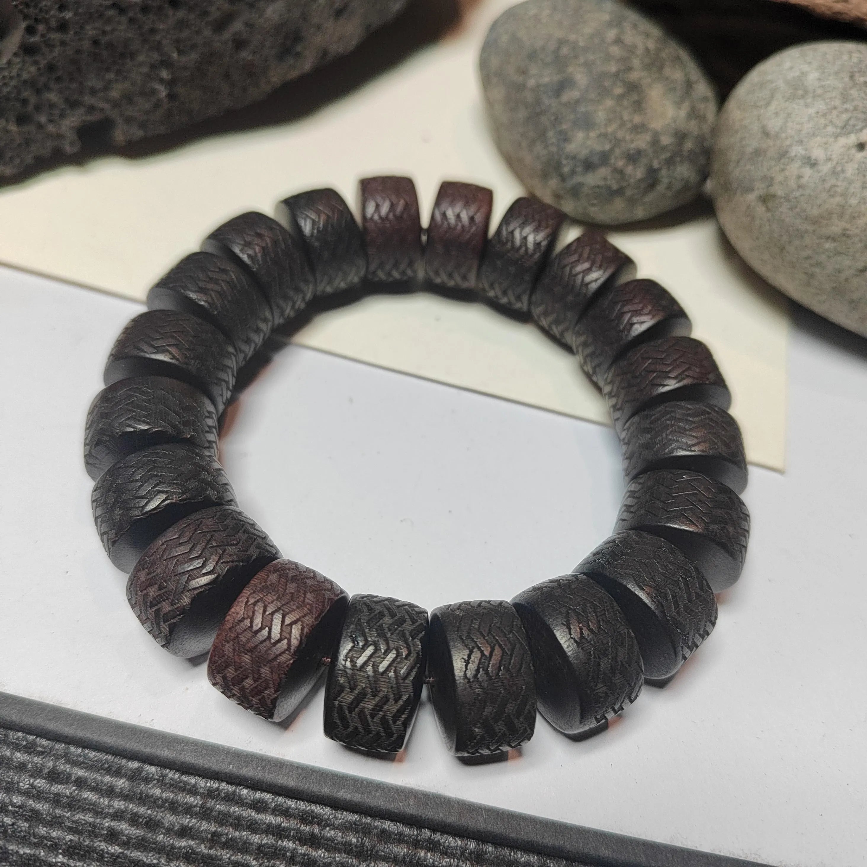 Textured bracelet on a stone surface