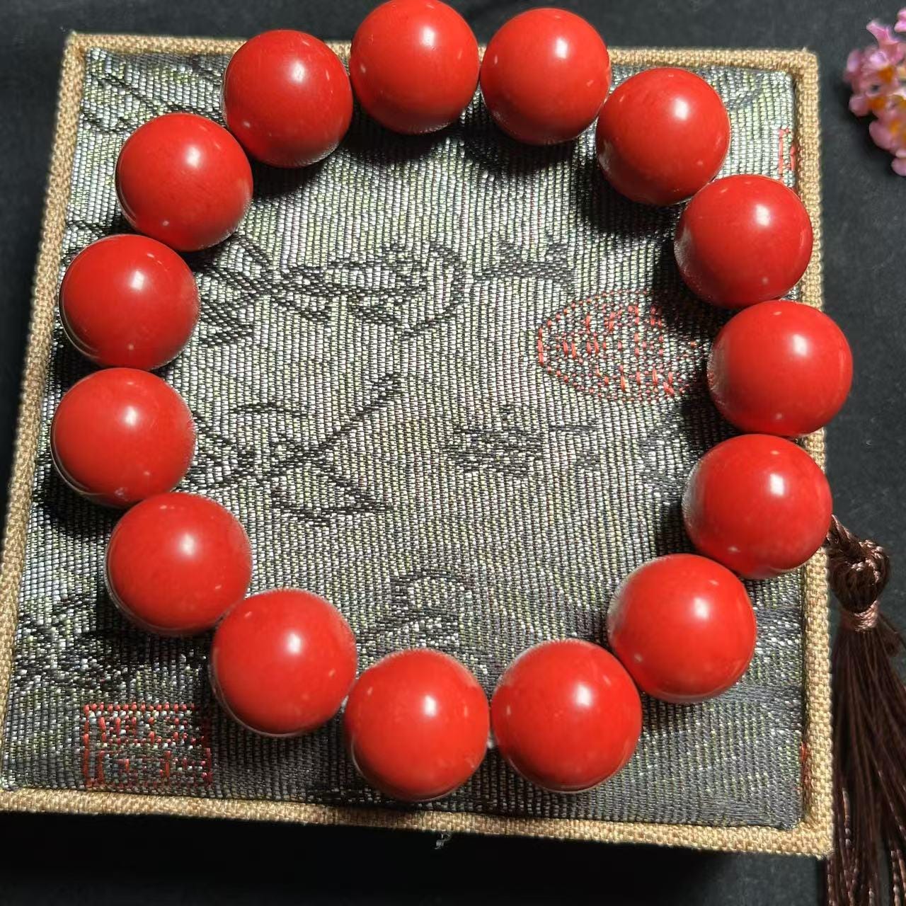 Certified Sichuan Liangshan Waxi Nanhong Agate Bracelet | 15.9–16 mm × 15 Beads | 74.6 g | Collector-Grade Red SL480/100A