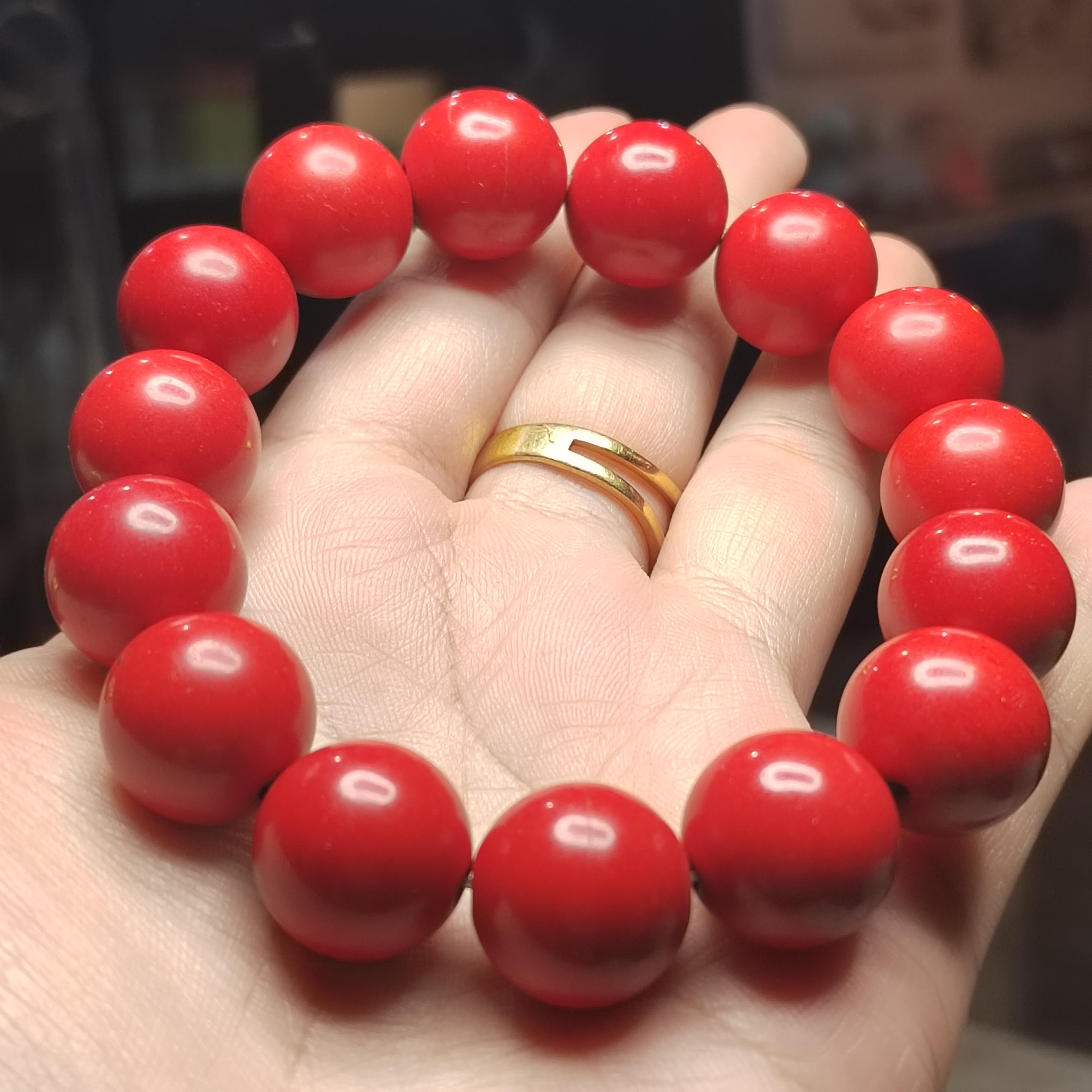 Certified Sichuan Liangshan Waxi Nanhong Agate Bracelet | 15.9–16 mm × 15 Beads | 74.6 g | Collector-Grade Red SL480/100A
