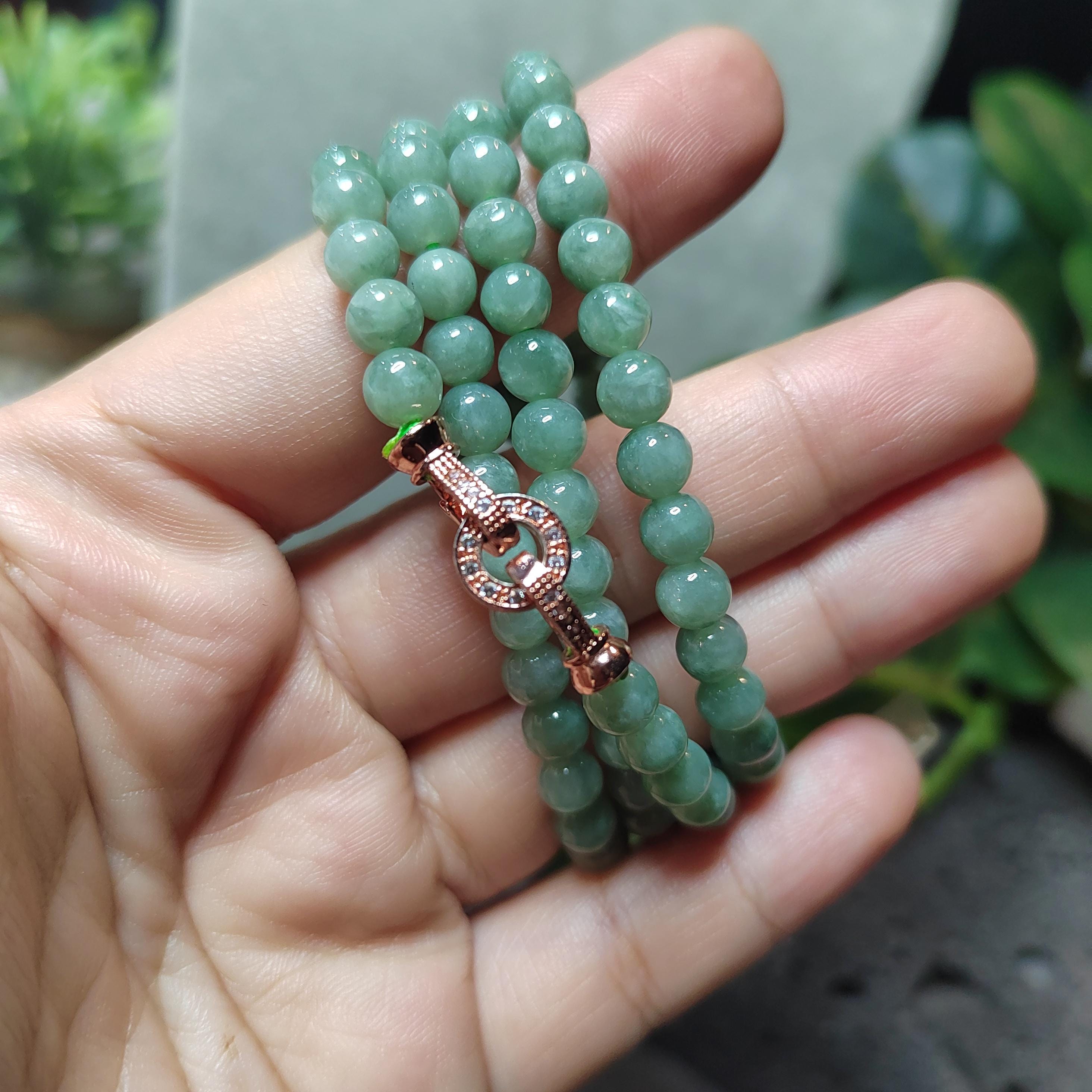 Certified Burmese A-Grade Jadeite Necklace | 62 cm | 5.4–5.7 mm Beads | Rose-Gold Toggle Clasp SL481