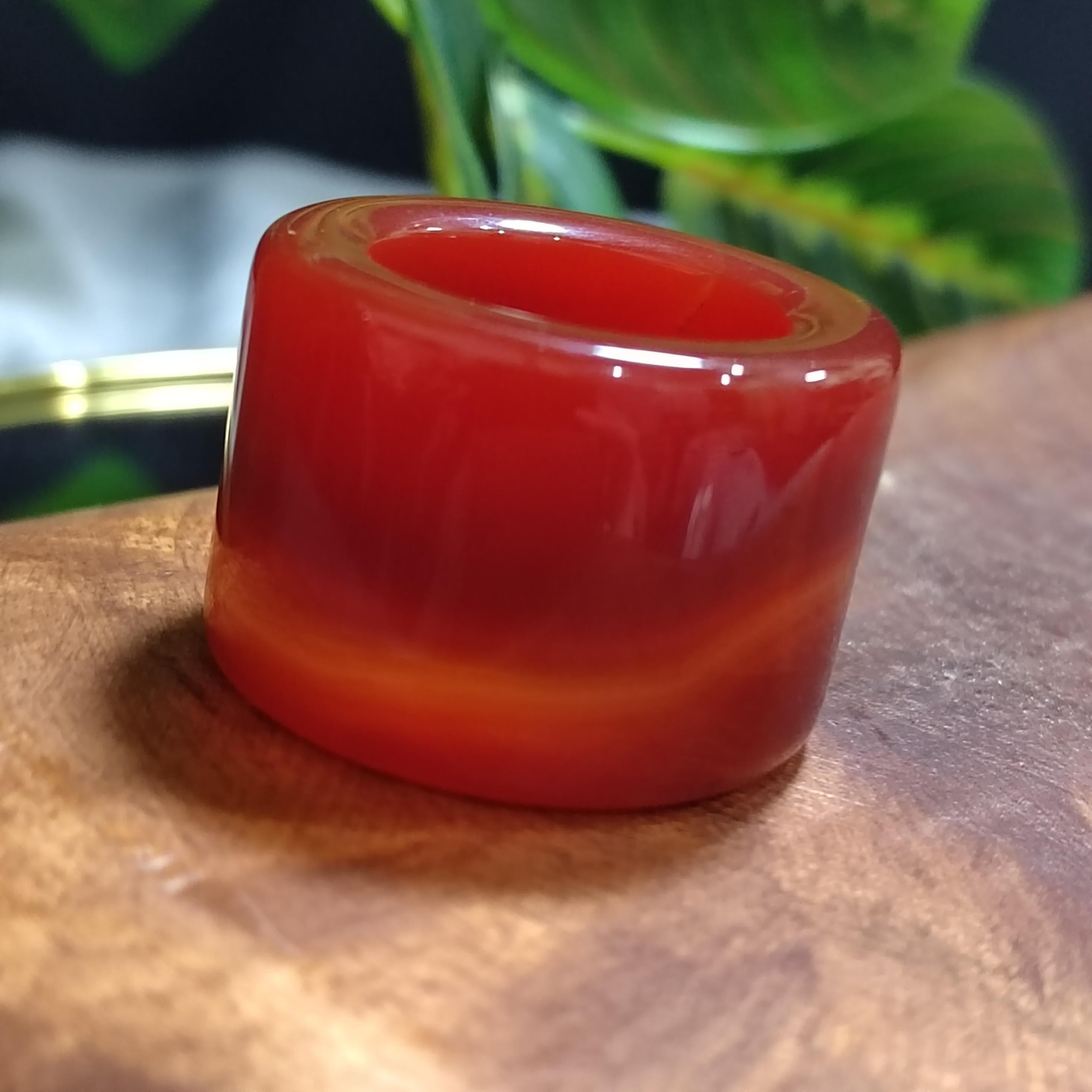 Certified Natural Untreated Sichuan Liangshan Nanhong Red Silk Agate Thumb Ring | Rare Chinese Sardonyx Pendant | 四川川红缠丝南红玛瑙拇指戒 SL122