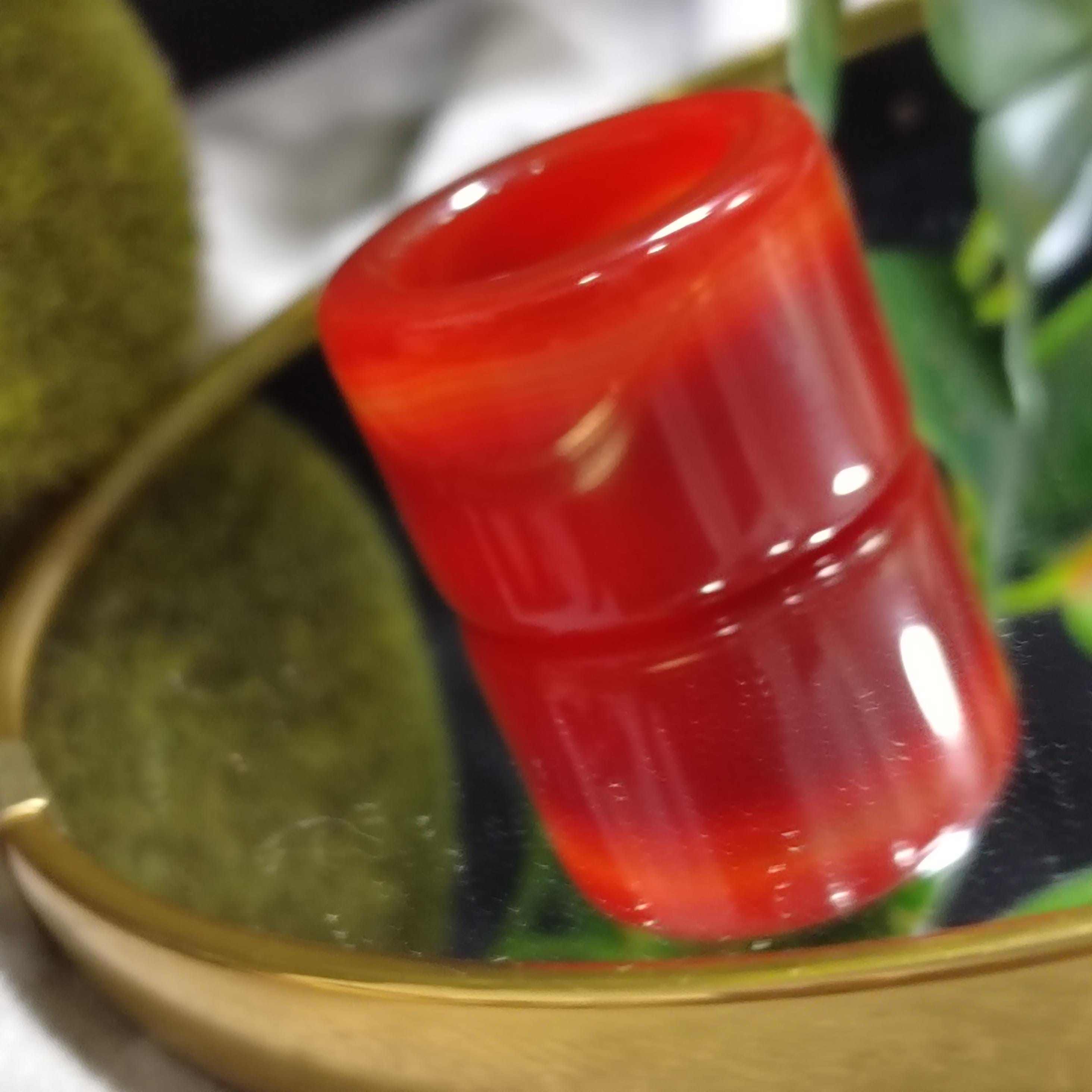 Certified Natural Untreated Sichuan Liangshan Nanhong Red Silk Agate Thumb Ring | Rare Chinese Sardonyx Pendant | 四川川红缠丝南红玛瑙拇指戒 SL122