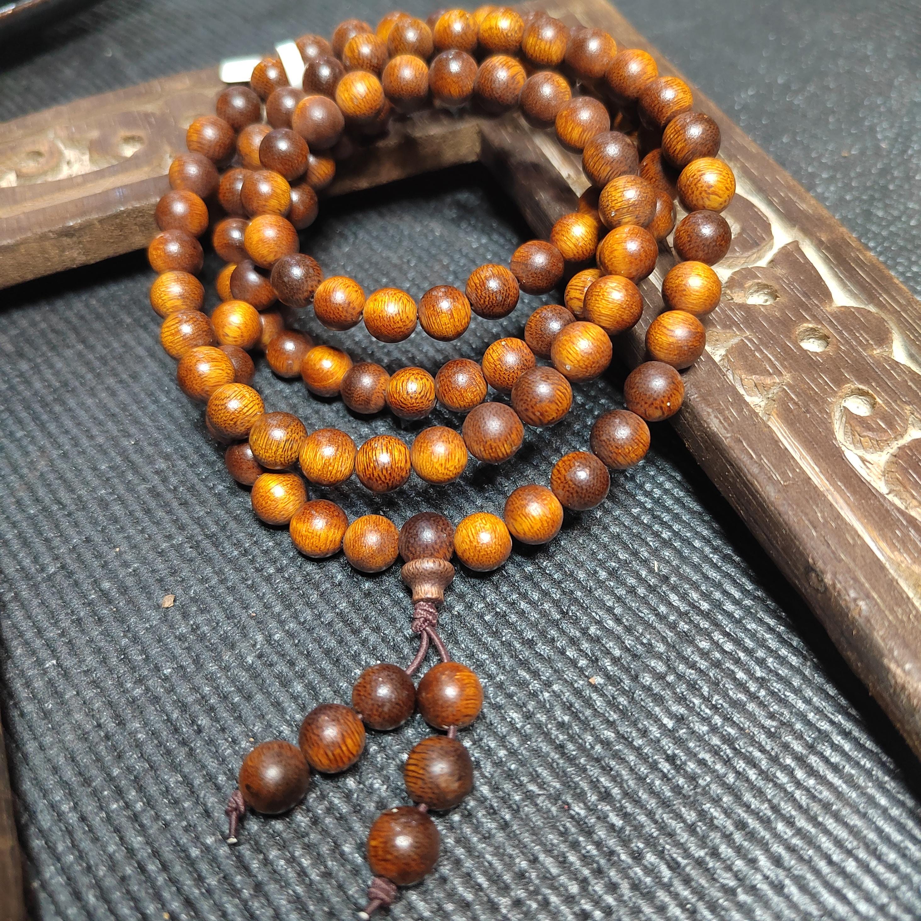 Cultivated “Fusen Red Earth” Agarwood 108 Mala – Premium Sinking Beads, 15-Year Tree Prayer Meditation Beads SL515