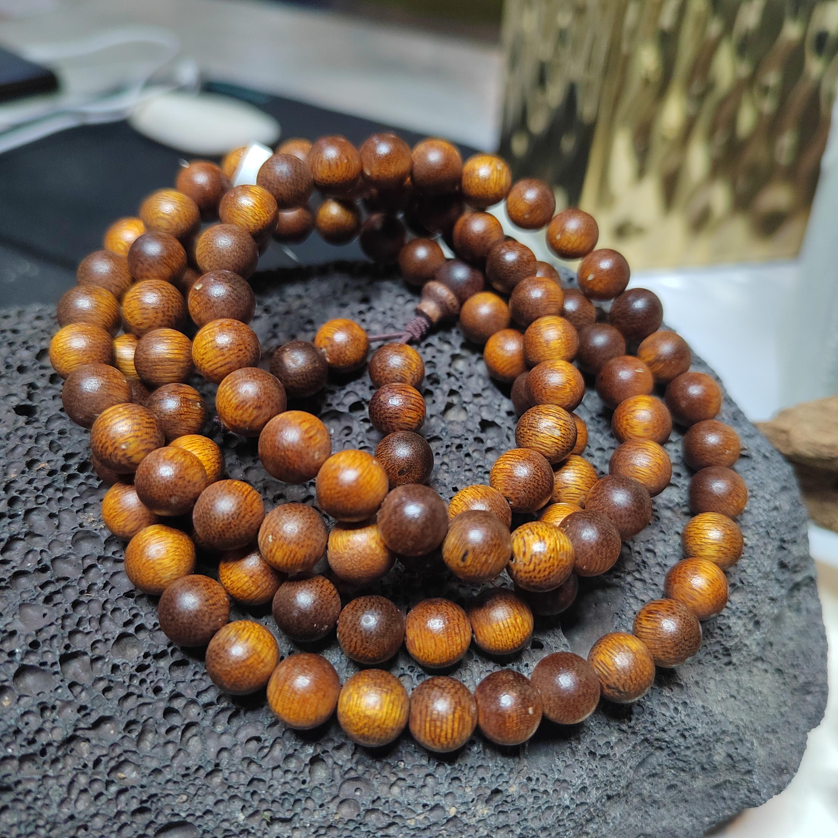 Cultivated “Fusen Red Earth” Agarwood 108 Mala – Premium Sinking Beads, 15-Year Tree Prayer Meditation Beads SL515