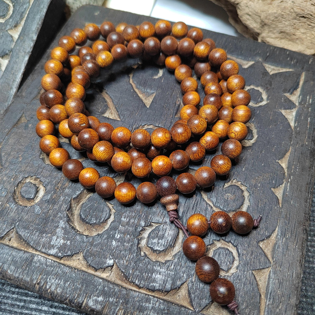 Cultivated “Fusen Red Earth” Agarwood 108 Mala – Premium Sinking Beads, 15-Year Tree Prayer Meditation Beads SL515