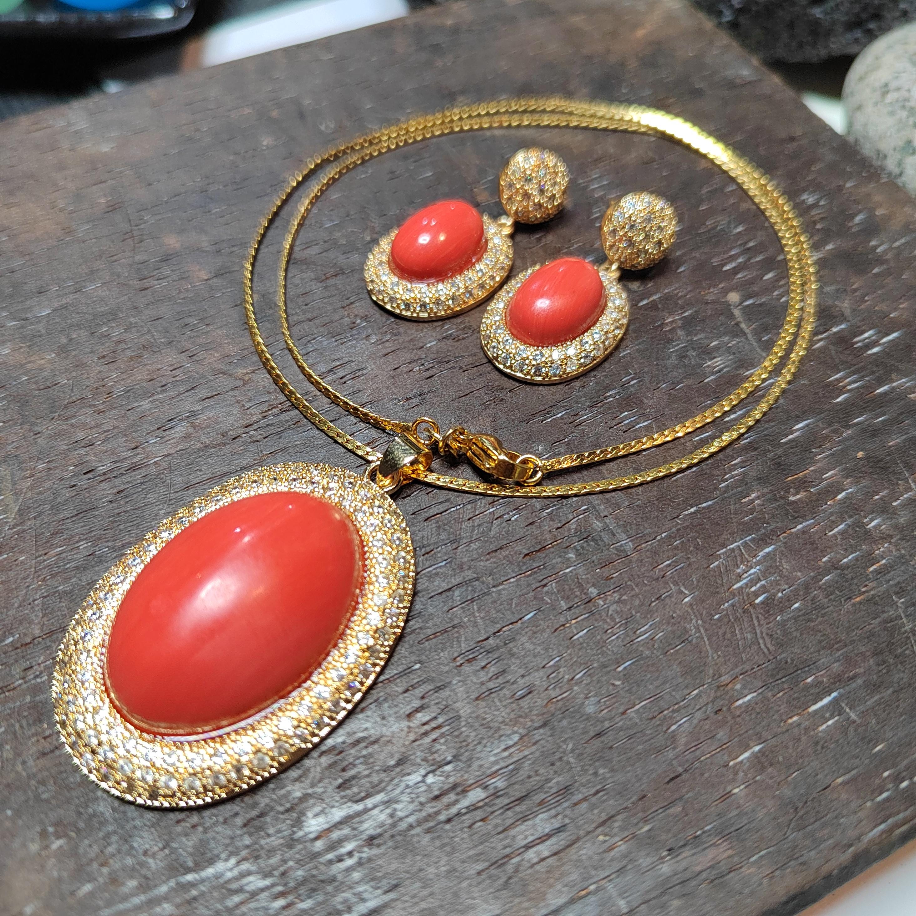 Certified Cultivated Momo Coral 3-Piece Jewelry Set SL357A