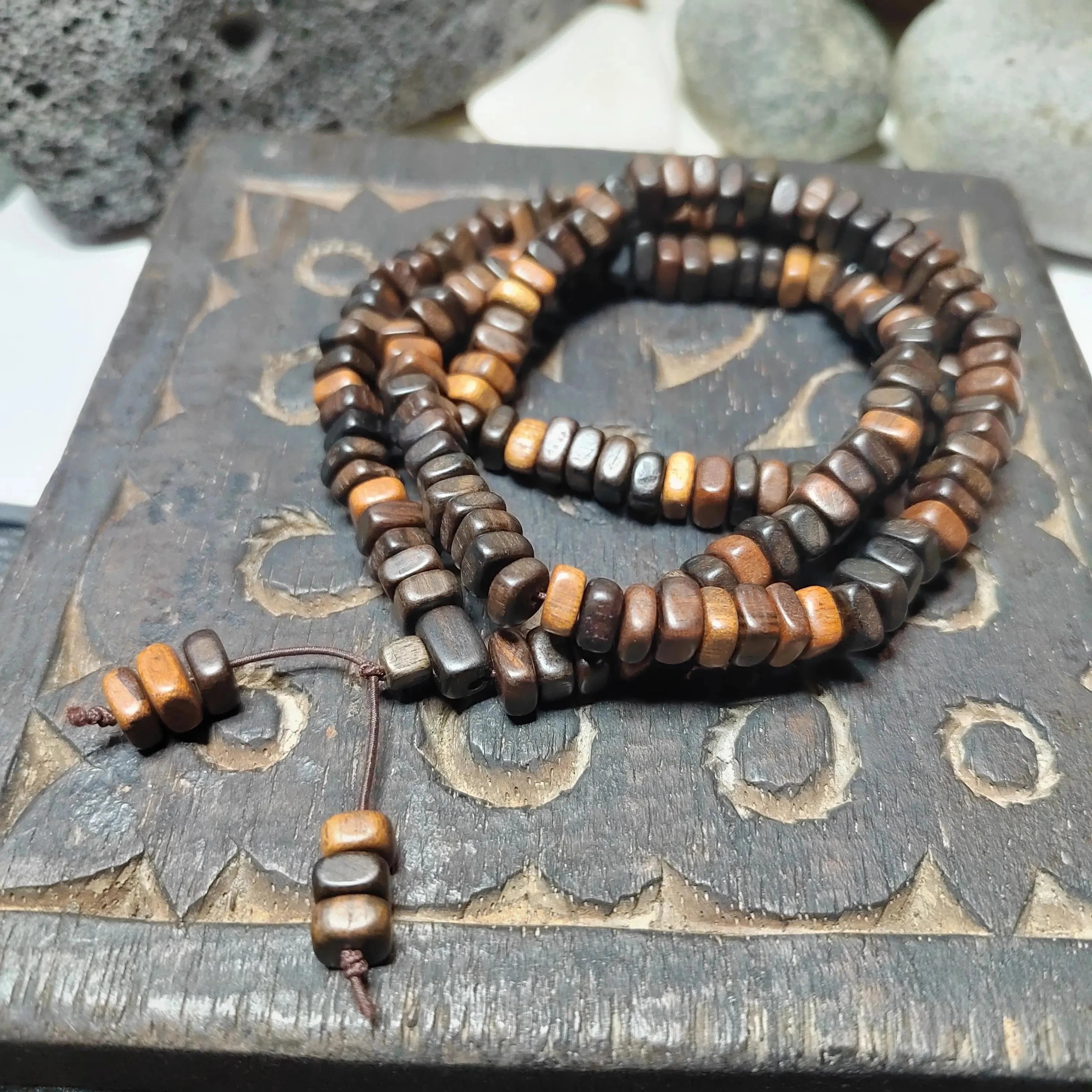 Agarwood Mala Necklace Uneven Cut Dalakan Beads, Indonesia SL519 SL Precious