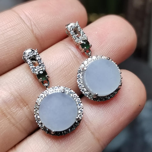 Certified A-Grade Burmese Icy Purple Jadeite Earrings | Minimalist Luxury S925 Zircon Design | SL175 SL Precious